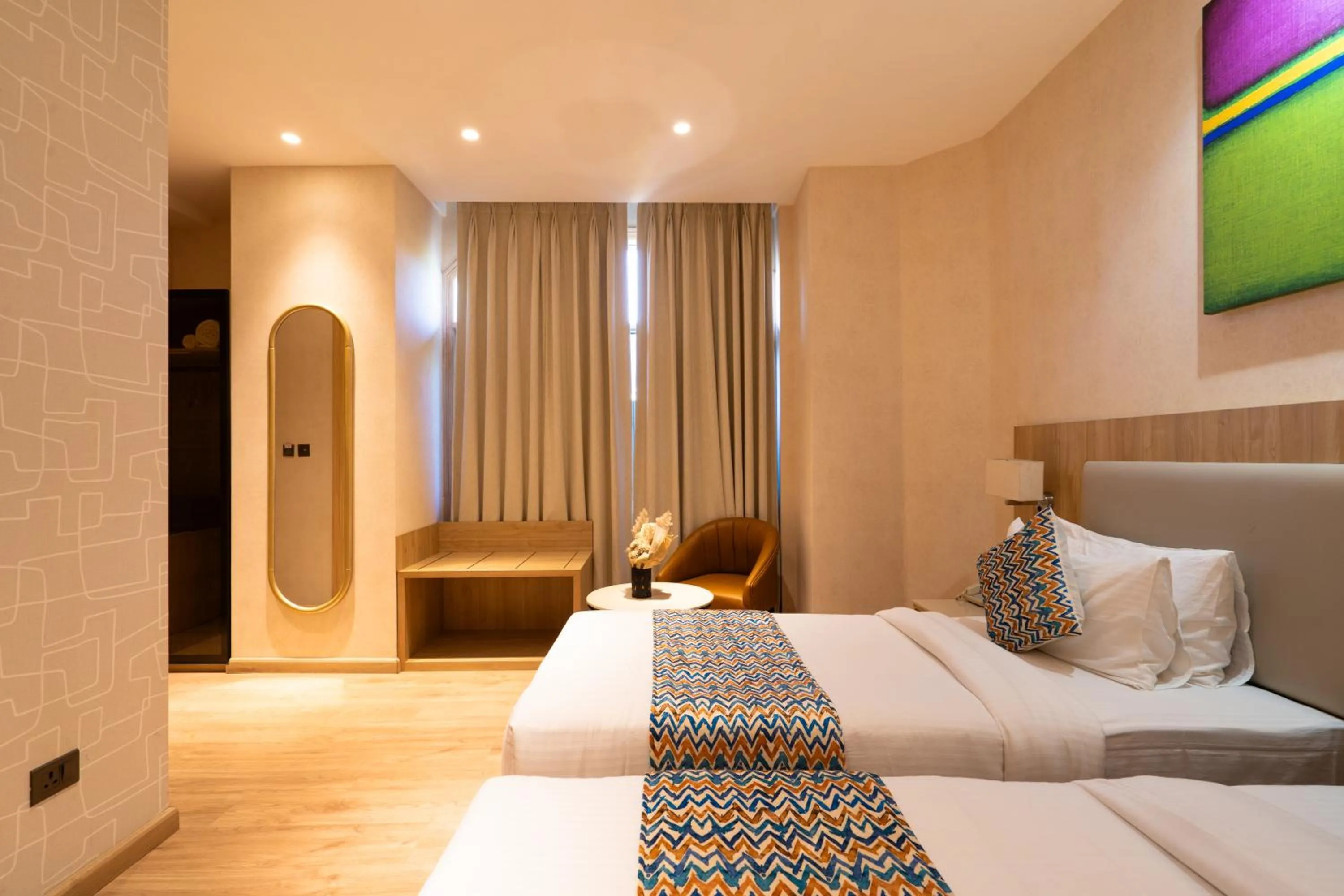 Photo of the whole room, Bed in Hotel Bluestone Prime Nehru Place by The Cosy hotels