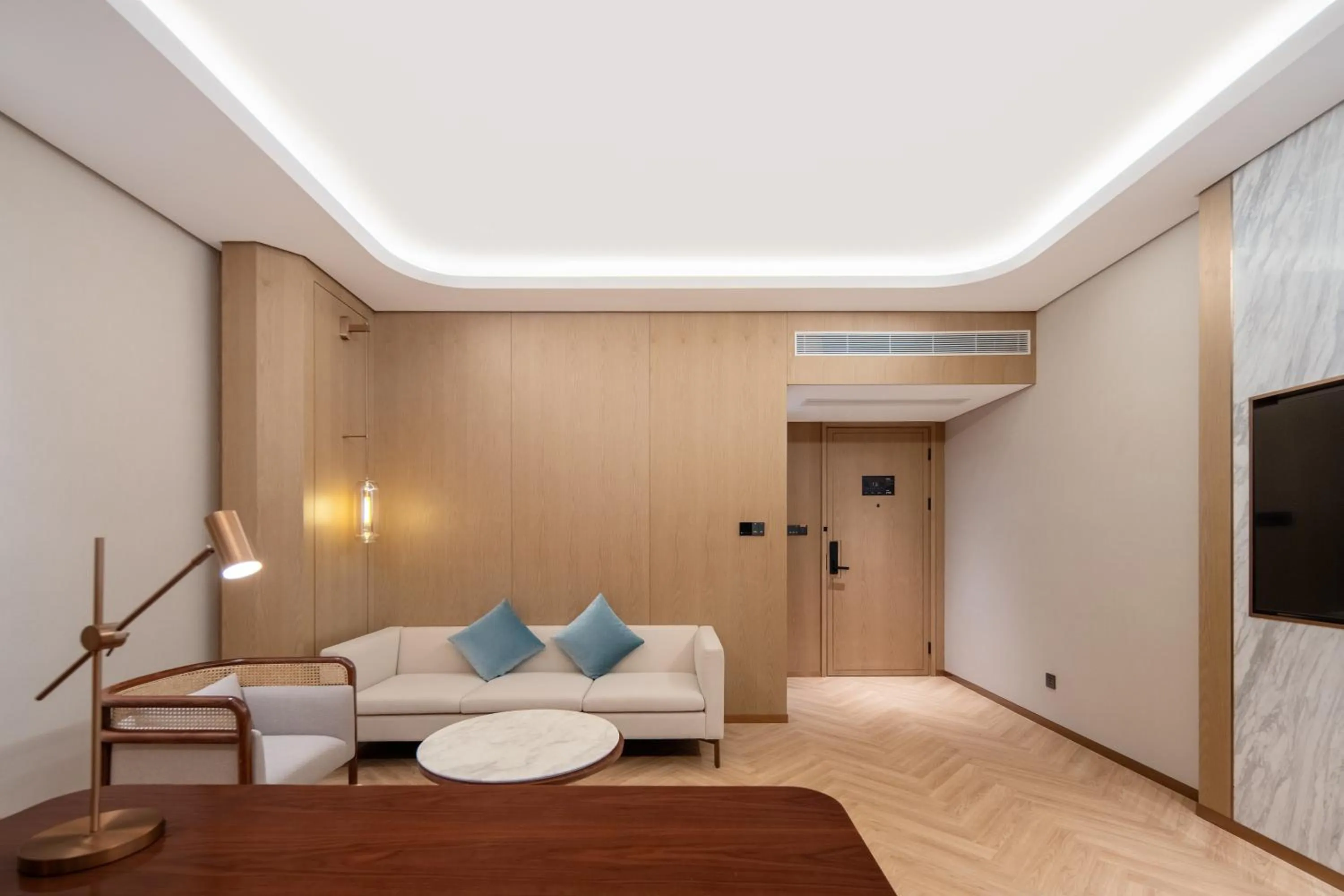 Living room, Bed in Wyndham Garden Shanghai Songjiang