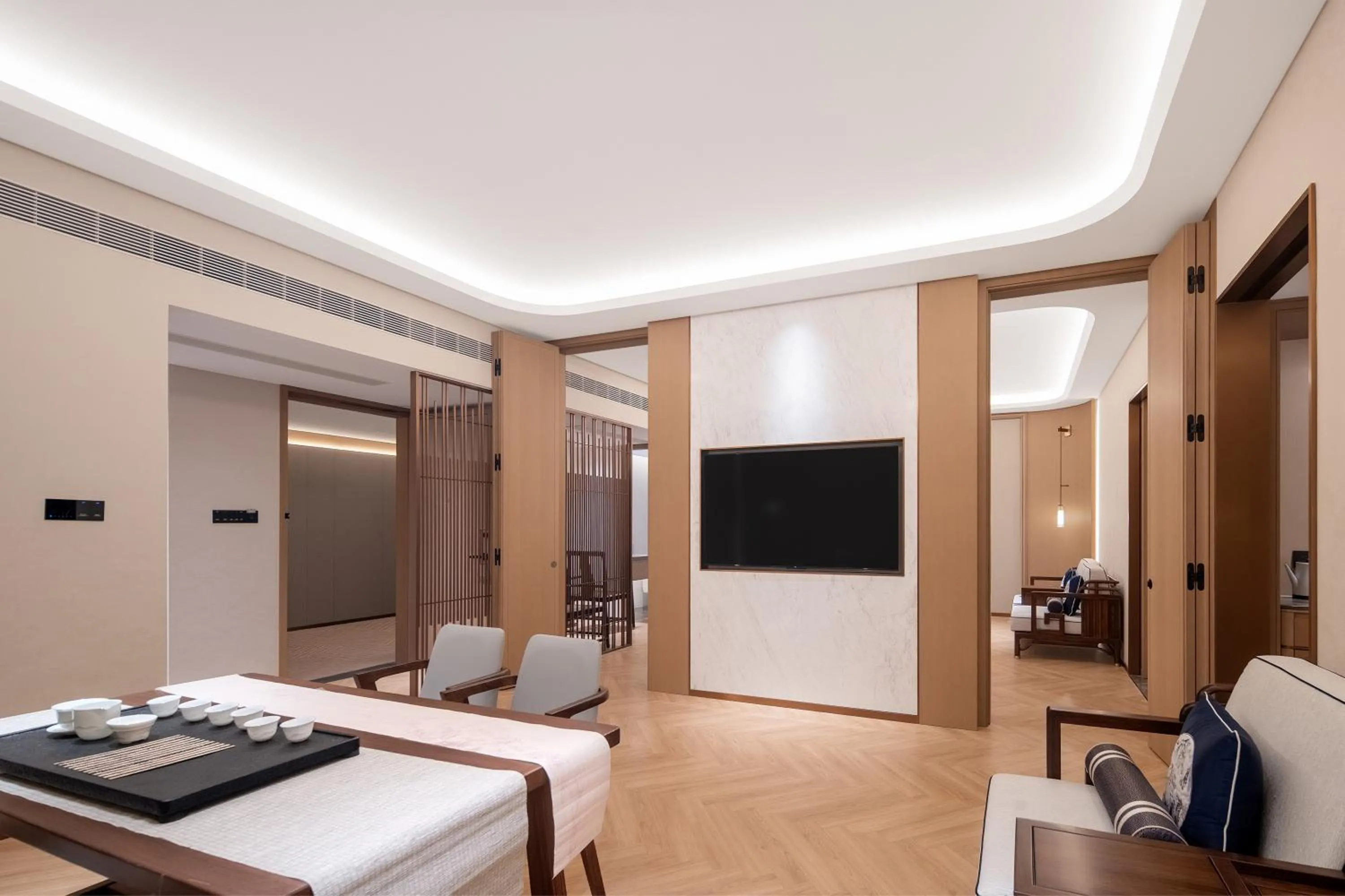 Living room, Bed in Wyndham Garden Shanghai Songjiang