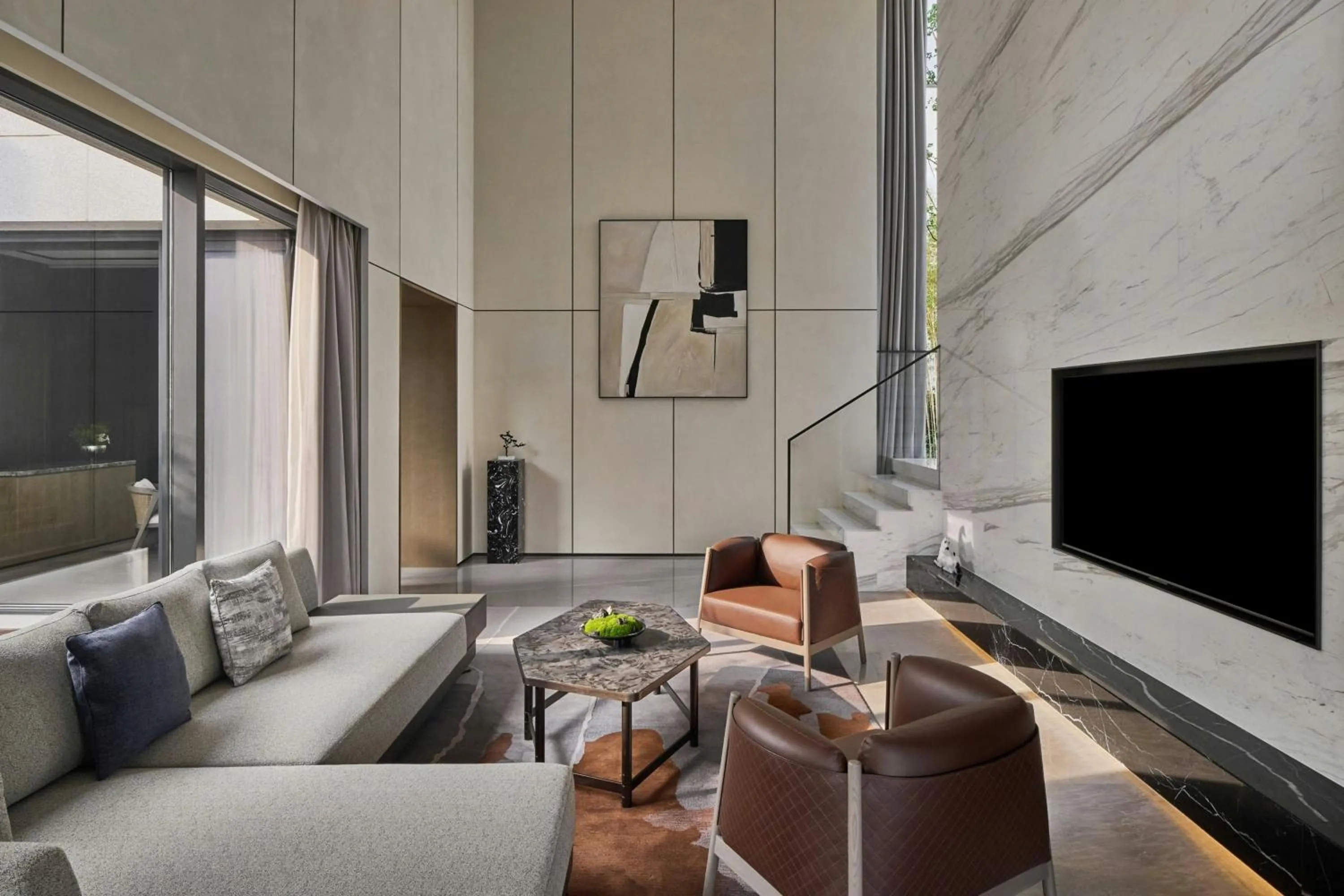 Living room in Suzhou Marriott Hotel Yangcheng Lake