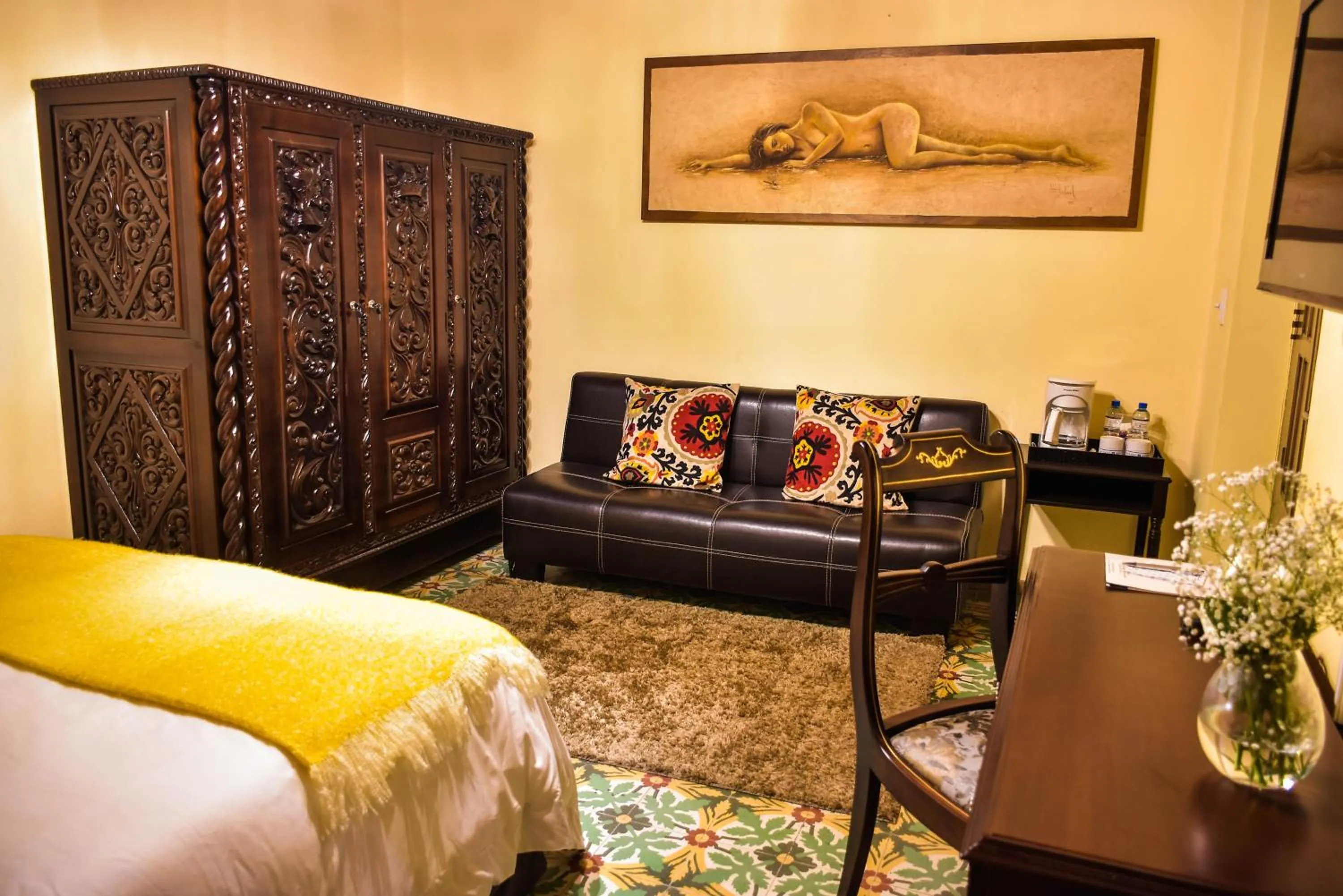 Bedroom, Bed in Hotel Boutique Casa del Jardín Aguascalientes