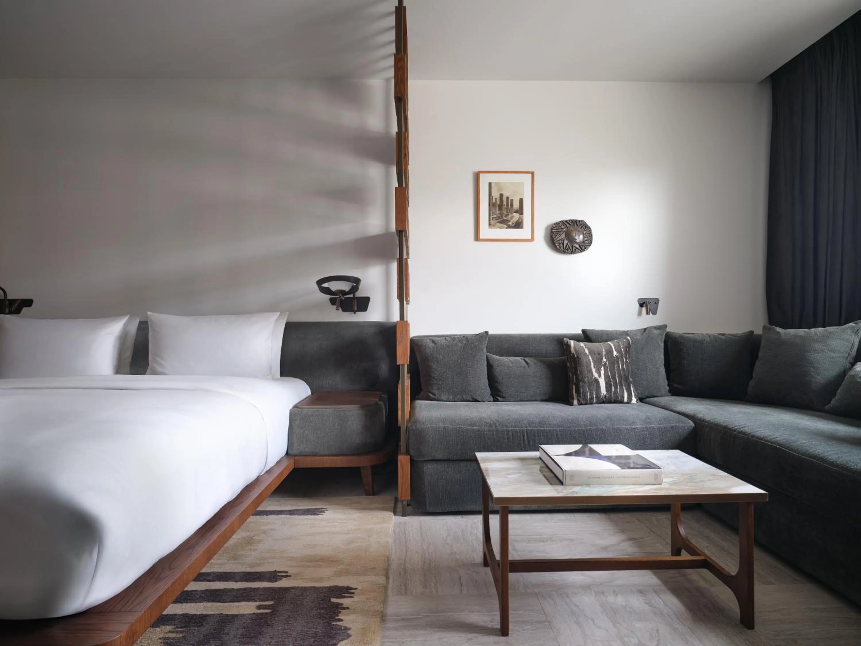 Seating area, Bed in Conrad Athens The Ilisian