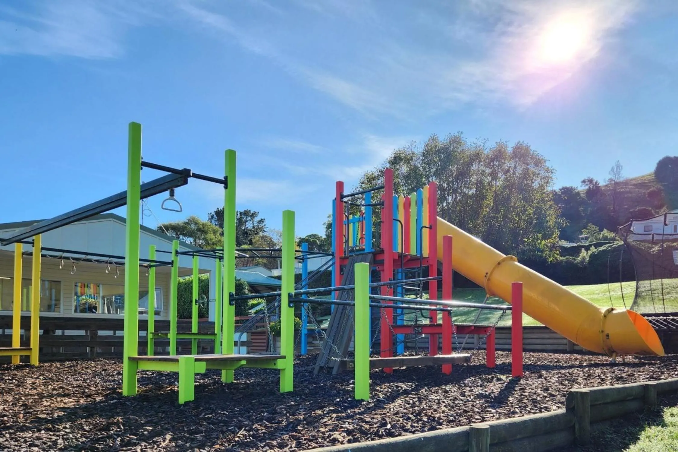 Children play ground in Akaroa Top 10 Holiday Park