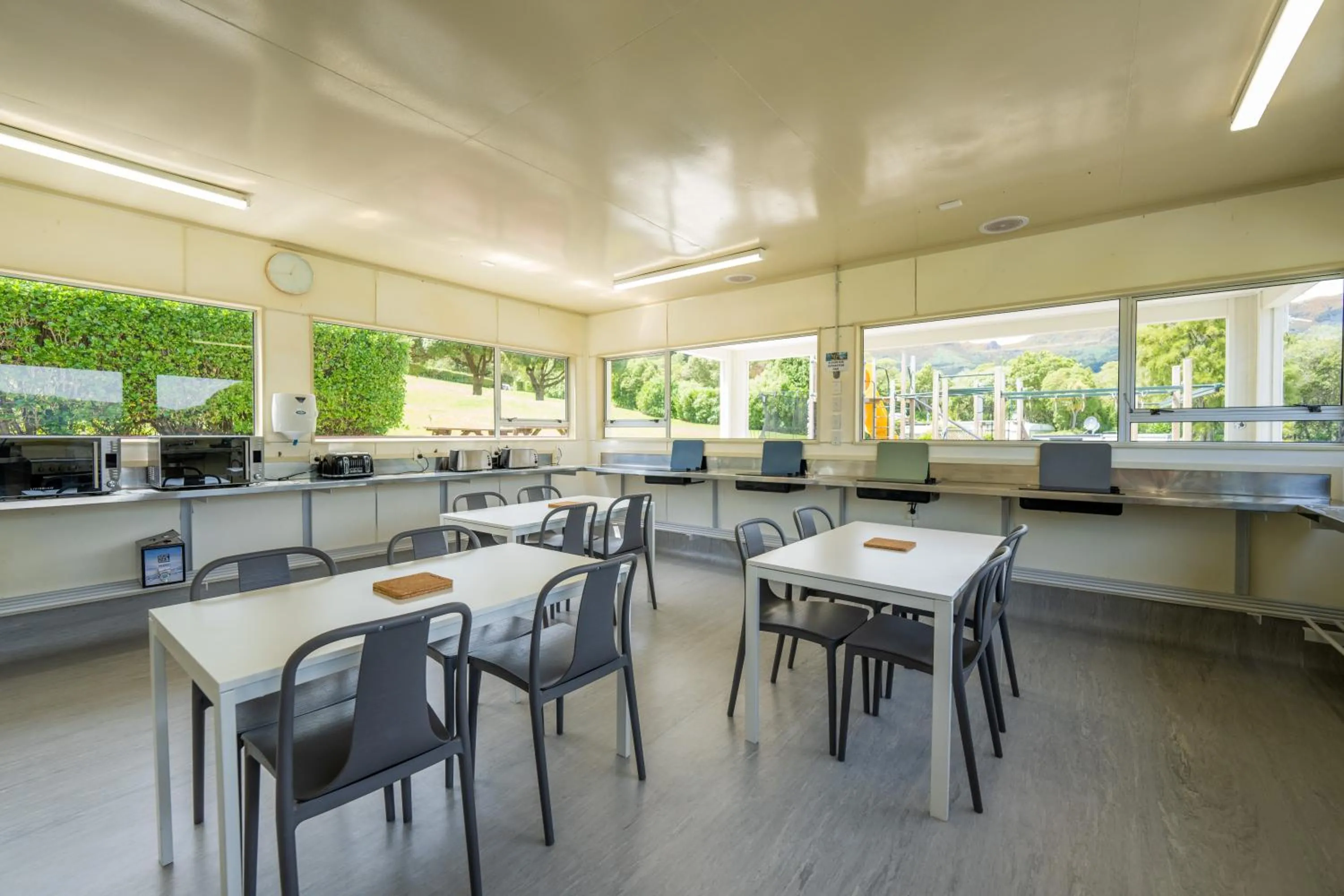 Communal kitchen in Akaroa Top 10 Holiday Park