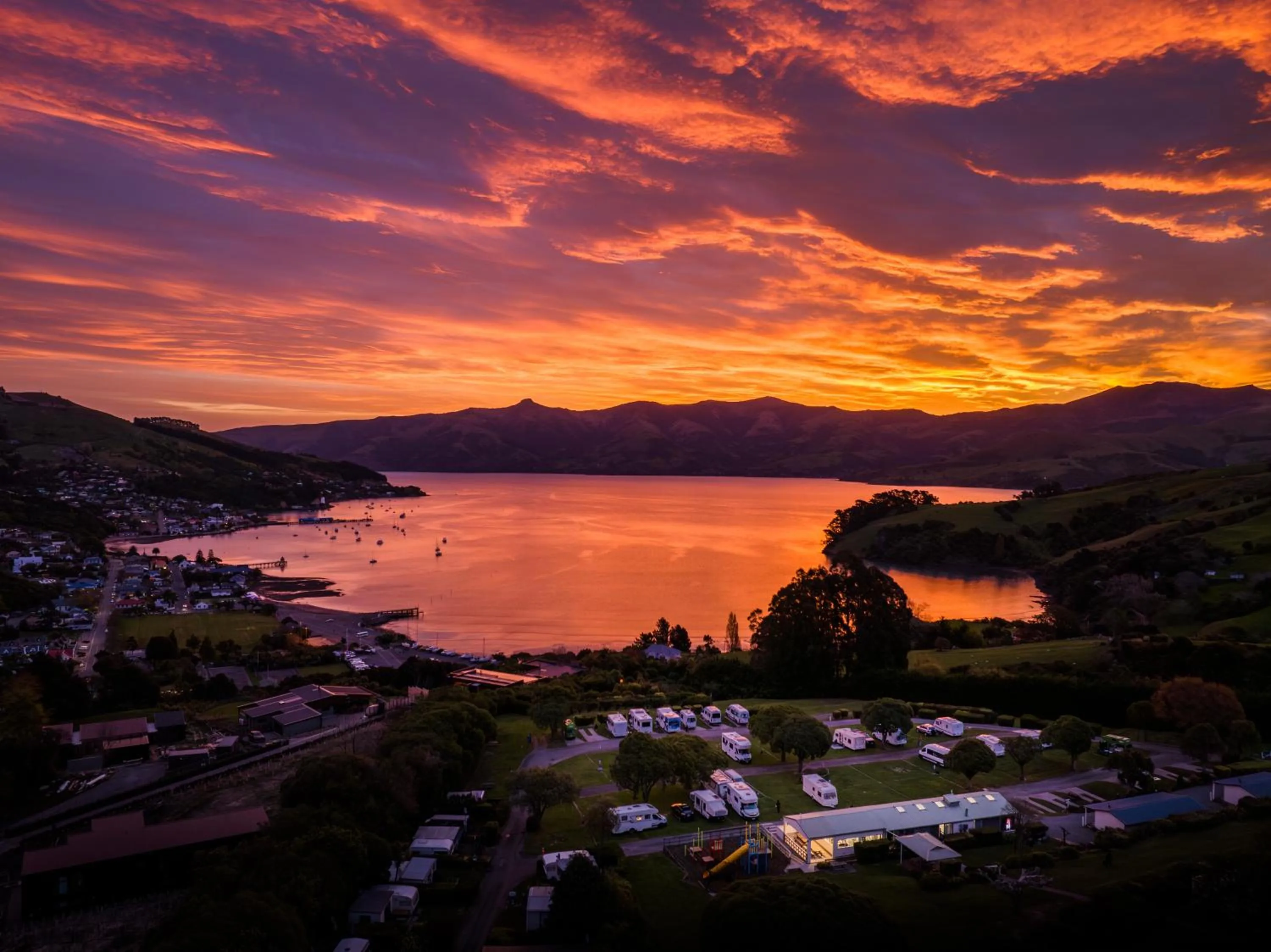 Sunset in Akaroa Top 10 Holiday Park