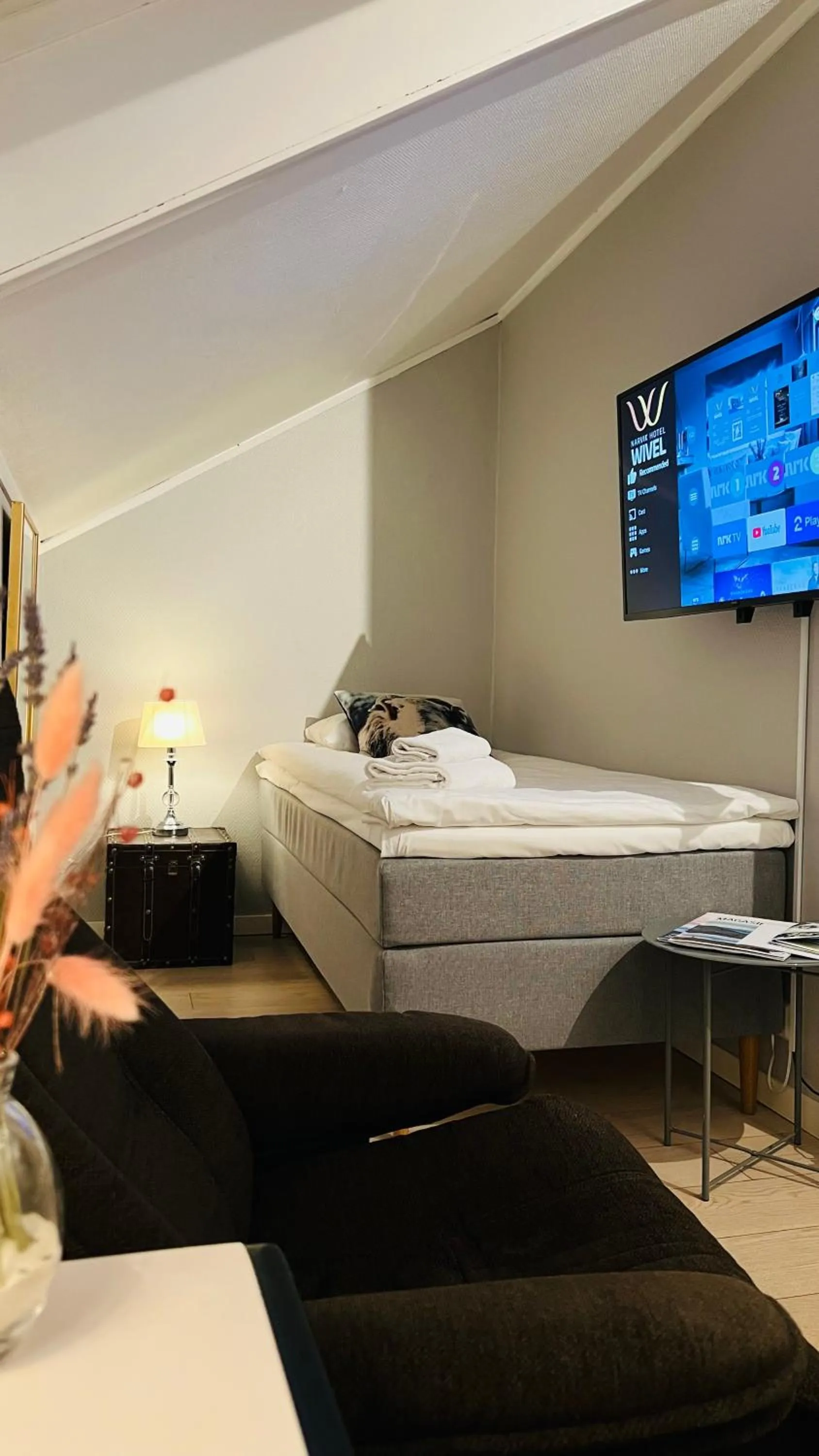 Bed in Narvik Hotel Wivel