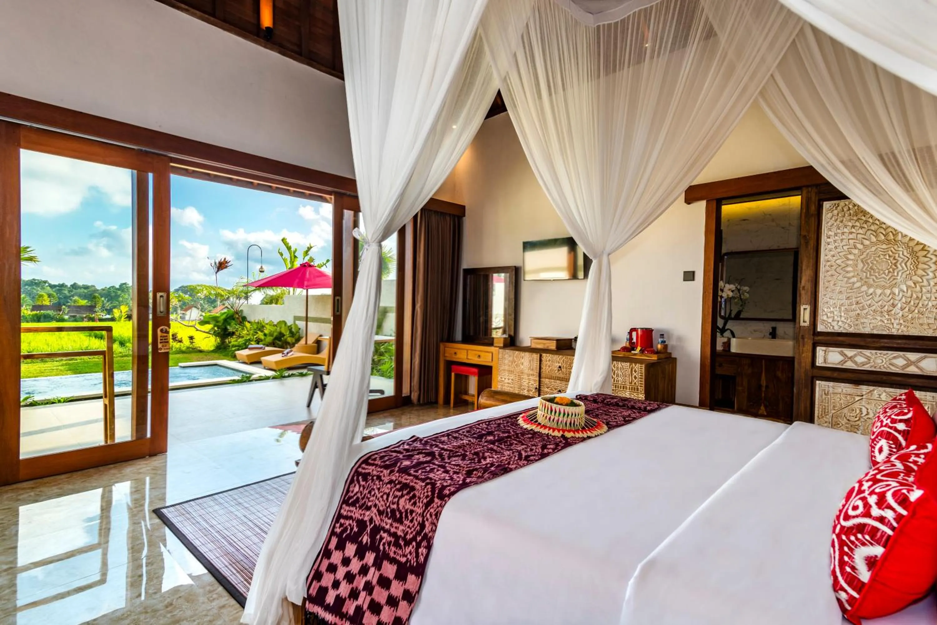 View (from property/room), Bed in Akshaya Resort Ubud by Dhananjaya Hospitality