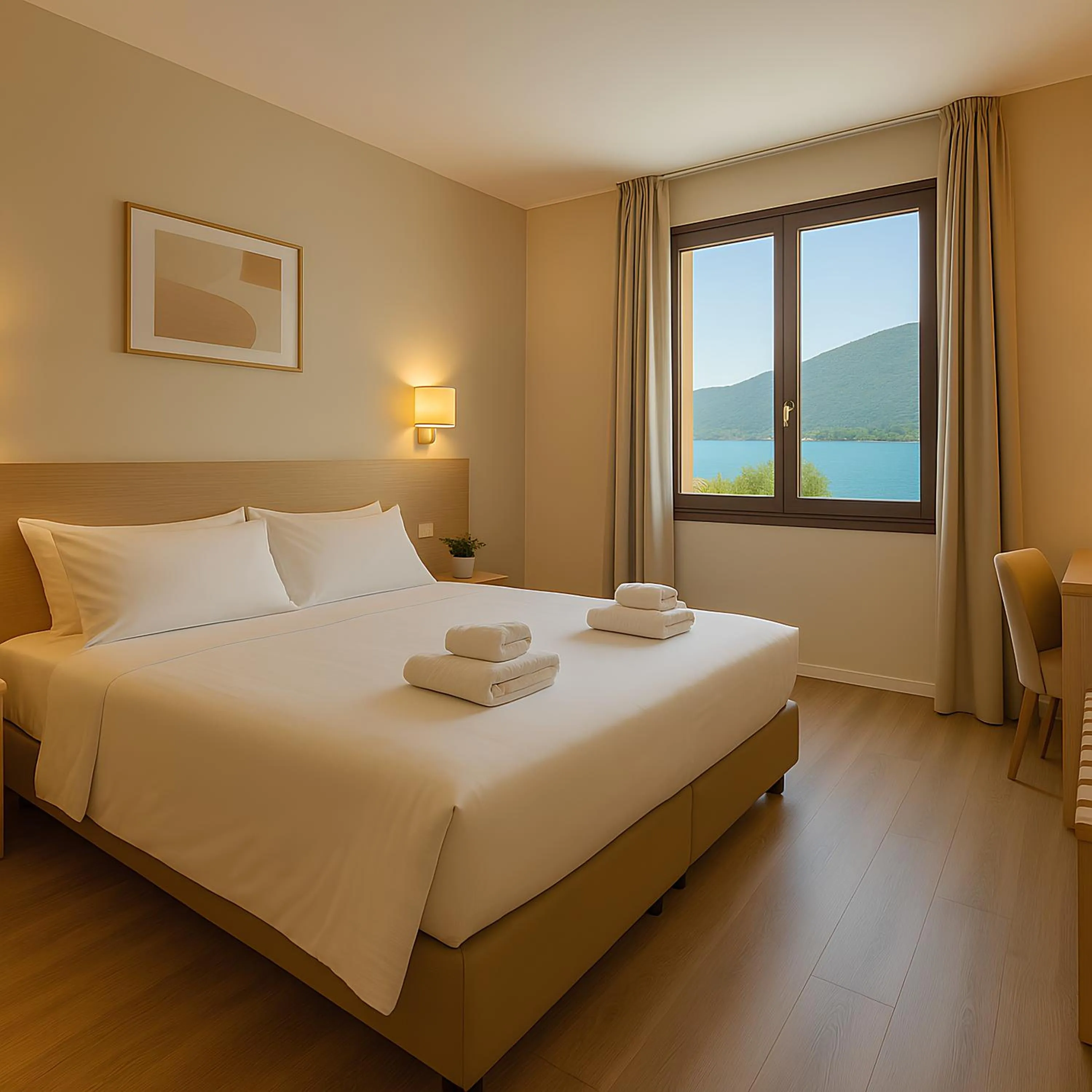 View (from property/room), Bed in Hotel Roè Garda