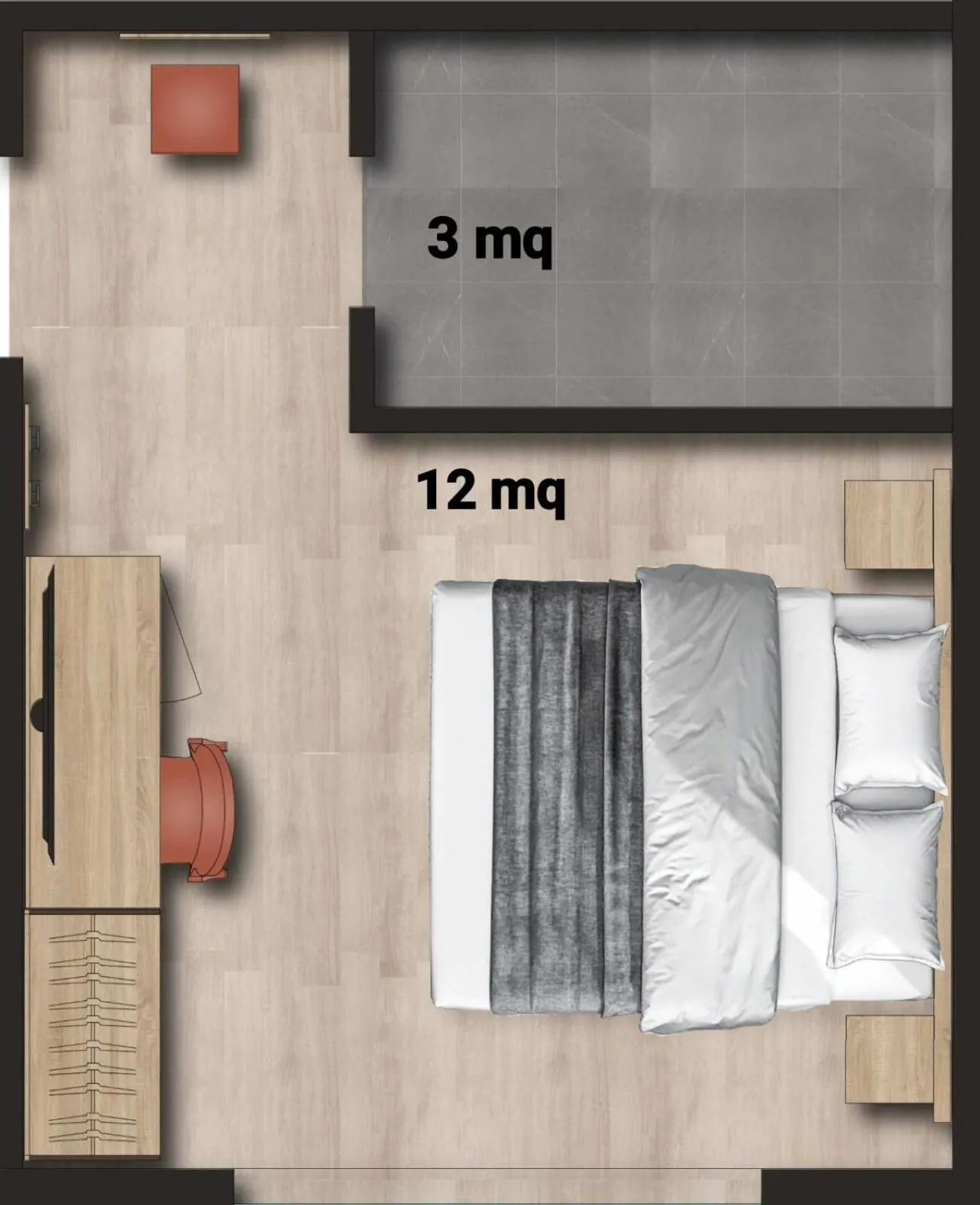 Floor plan, Bed in Hotel Roè Garda