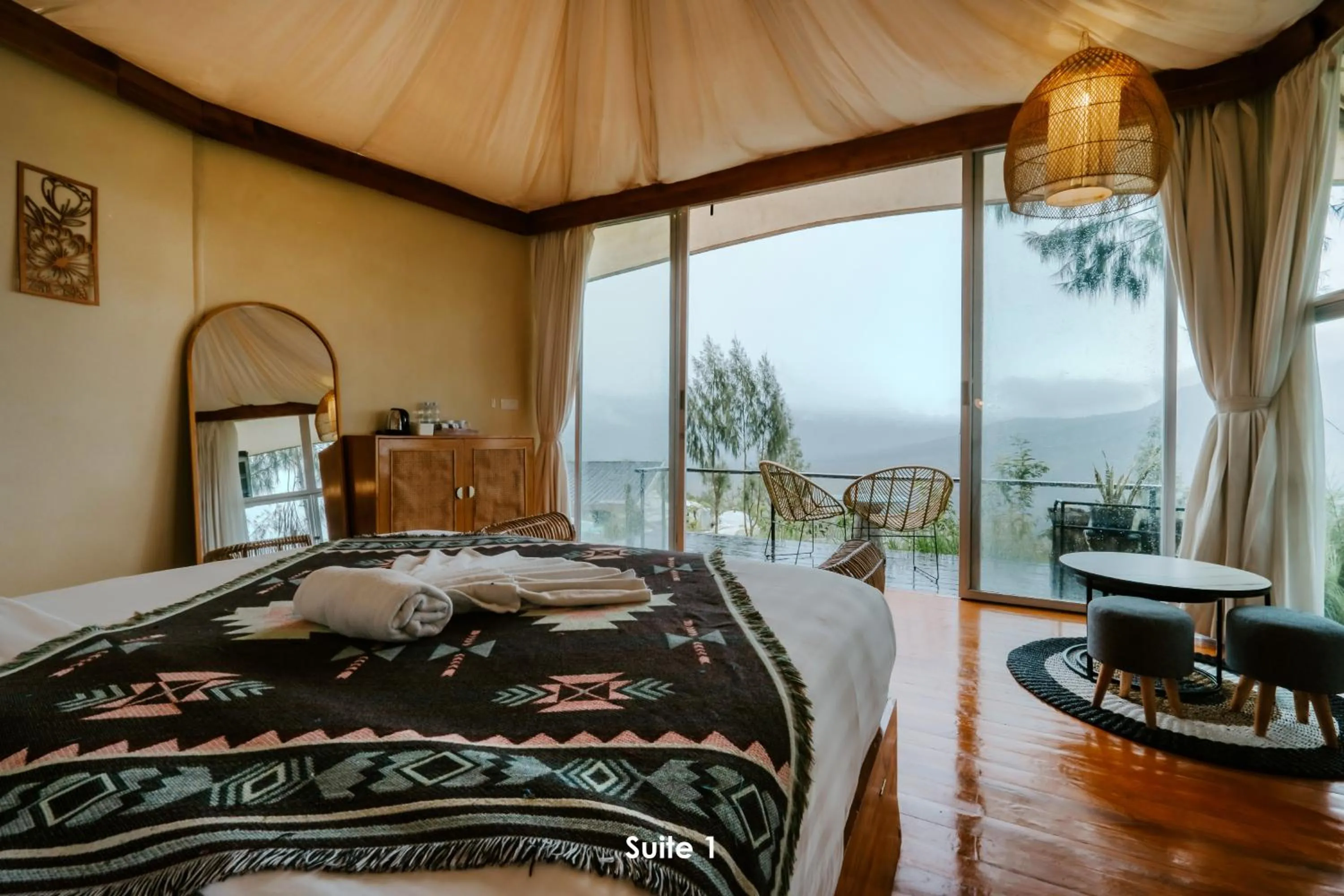 Family Room with Mountain View in Black Lava Camp Kintamani