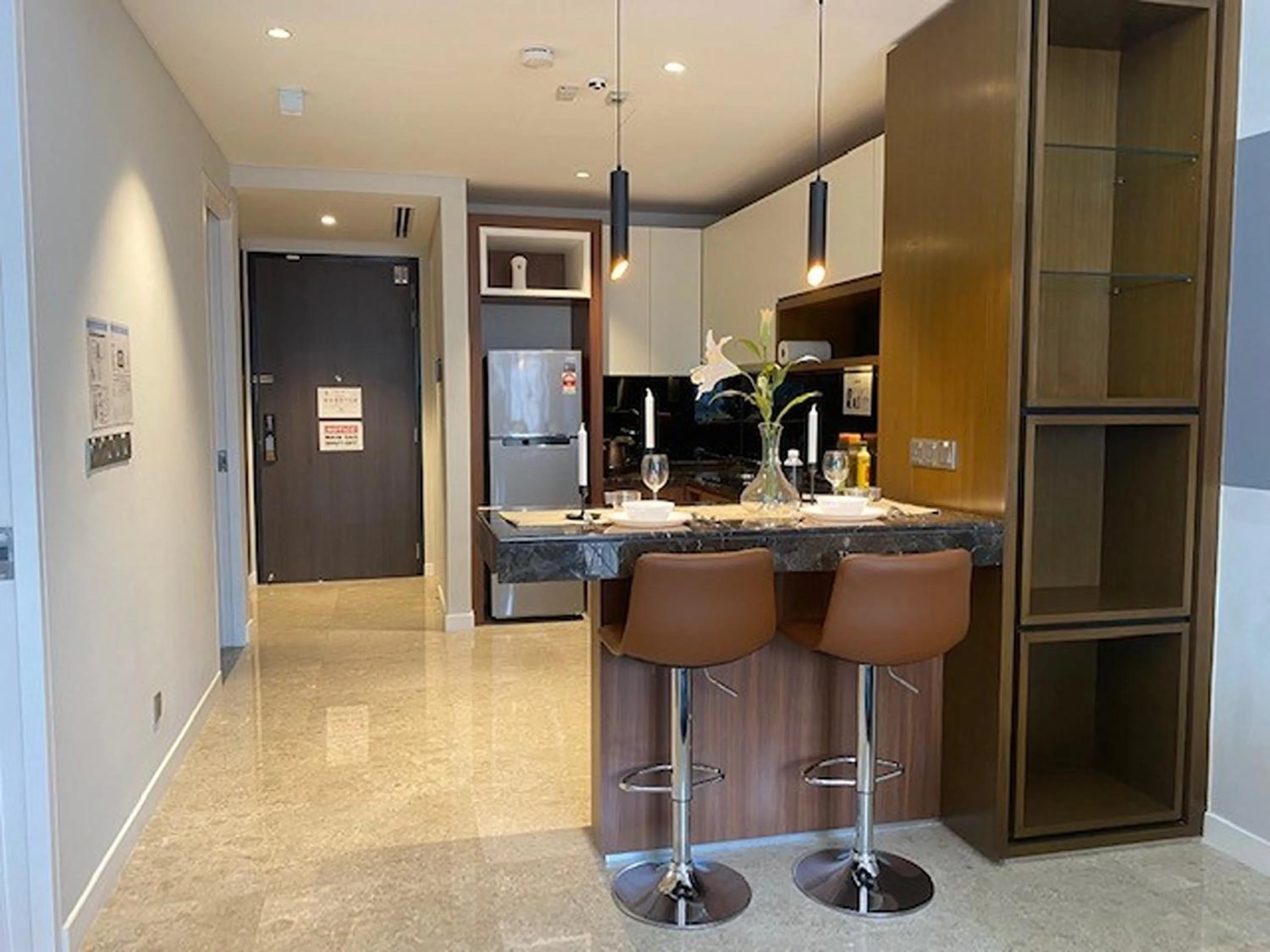 Kitchen or kitchenette in Leo Guesthouse at Anggun Residence Suite