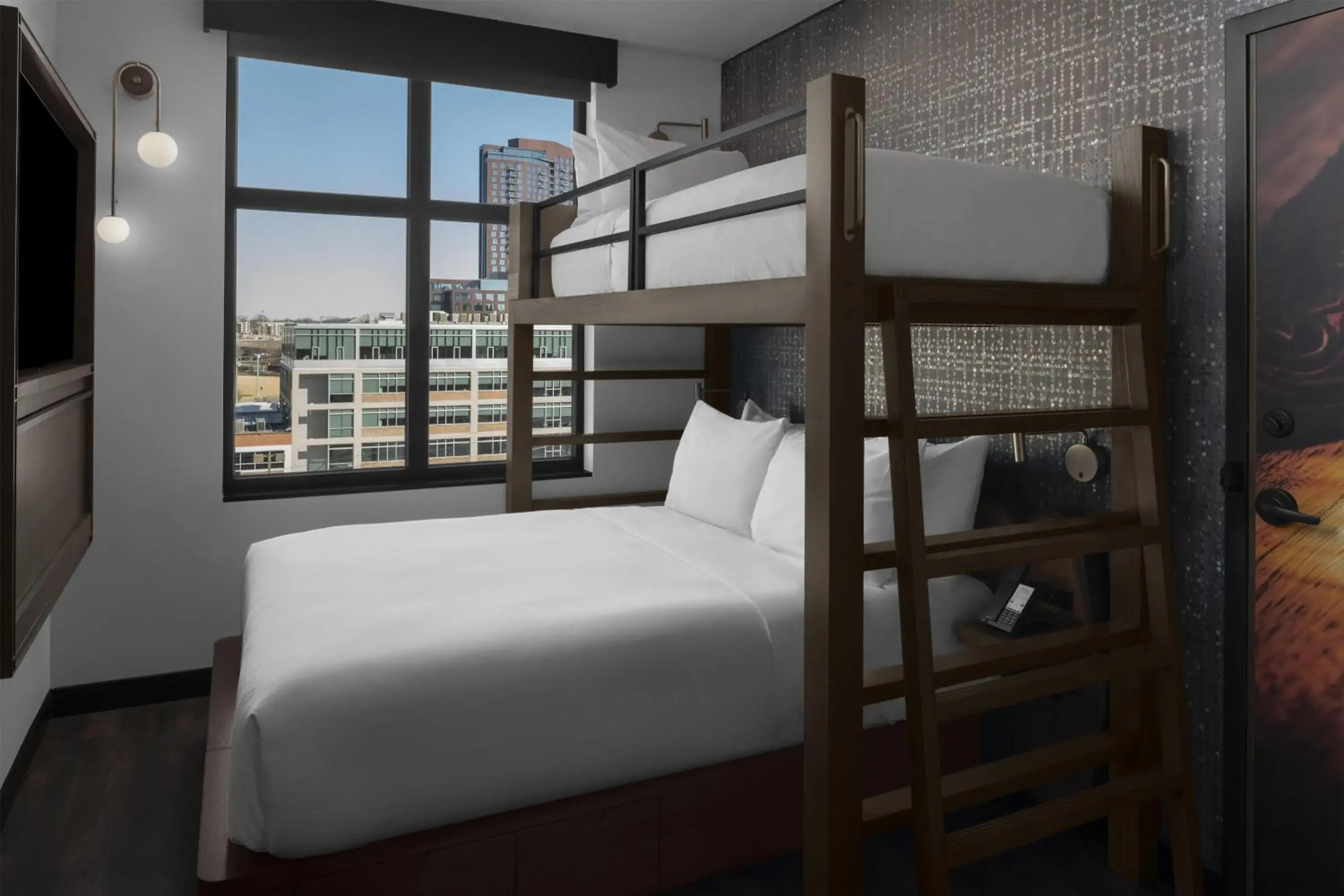 Room with One Twin Over Queen Bunk Bed - High Floor in Motto By Hilton Nashville Downtown Room with One Twin Over Queen Bunk Bed - High Floor in Motto By Hilton Nashville Downtown