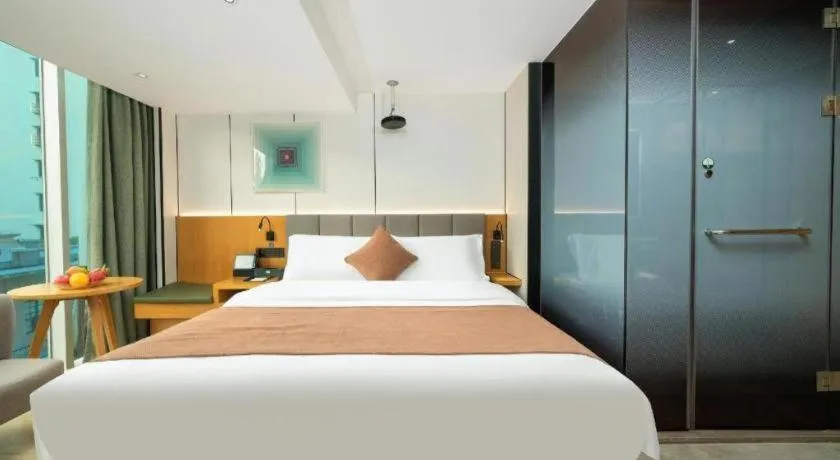 Bed in Yi Zhi Hotel -Beijing Road subway station, Dafo Temple, Guangzhou