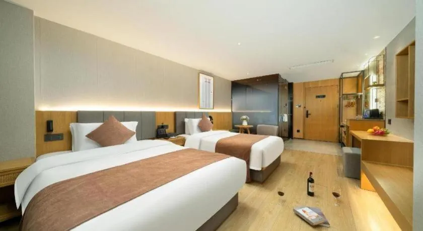 Bed in Yi Zhi Hotel -Beijing Road subway station, Dafo Temple, Guangzhou