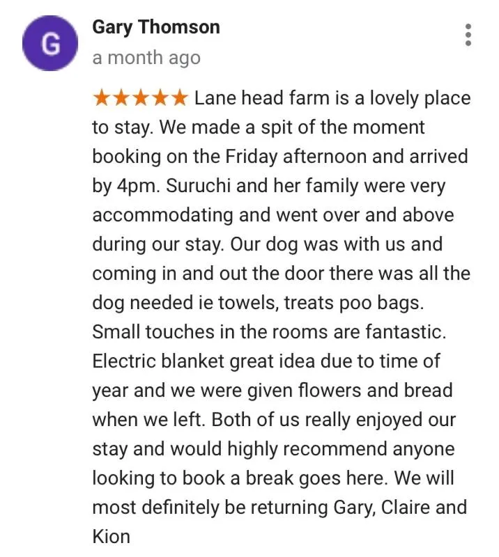 Text overlay in Lane Head Farm Country Guest House