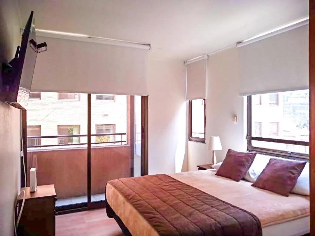 Balcony/Terrace, Bed in Apartamentos Costanera Centre