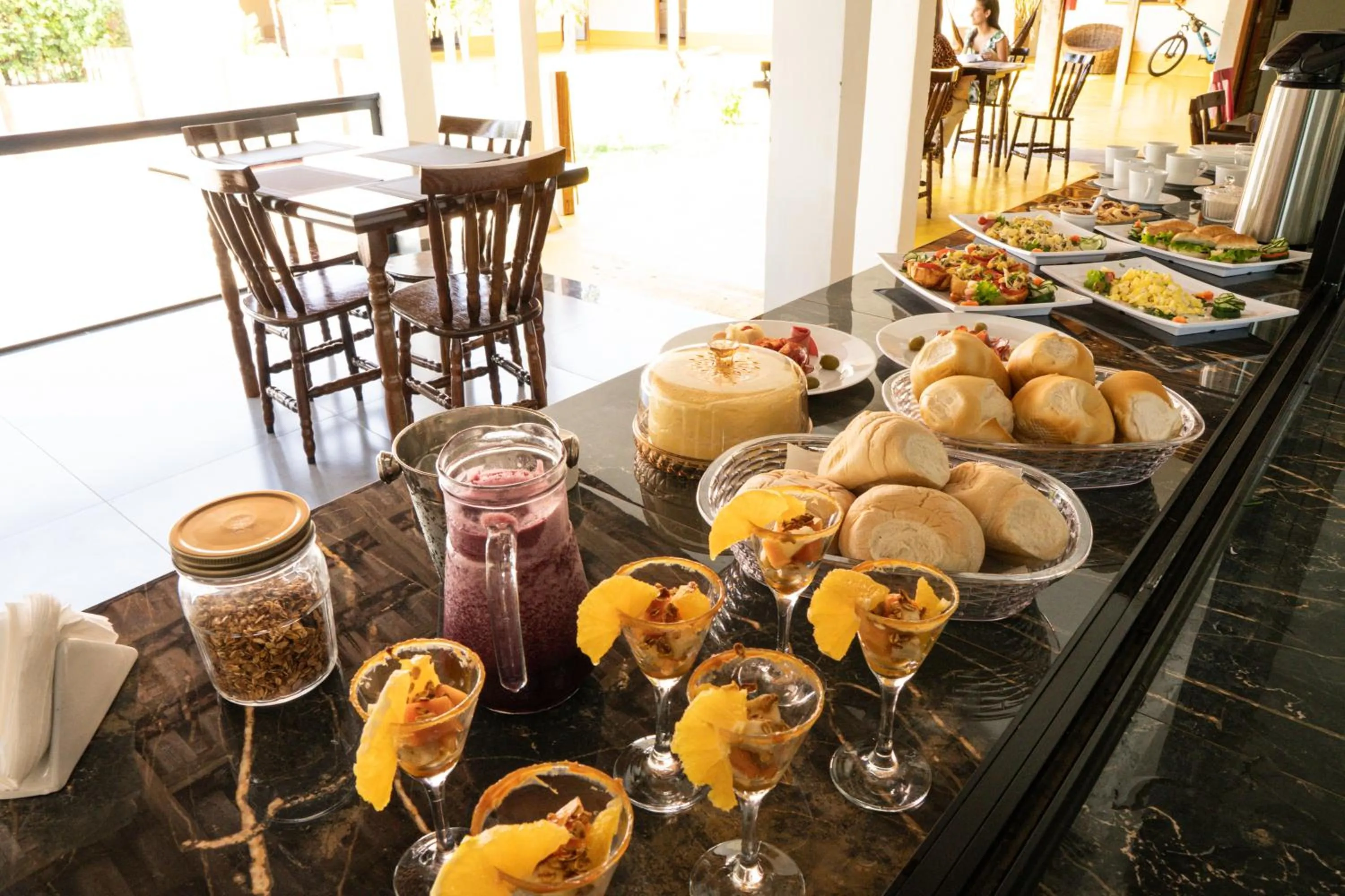 Continental breakfast in Pousada Aracuã