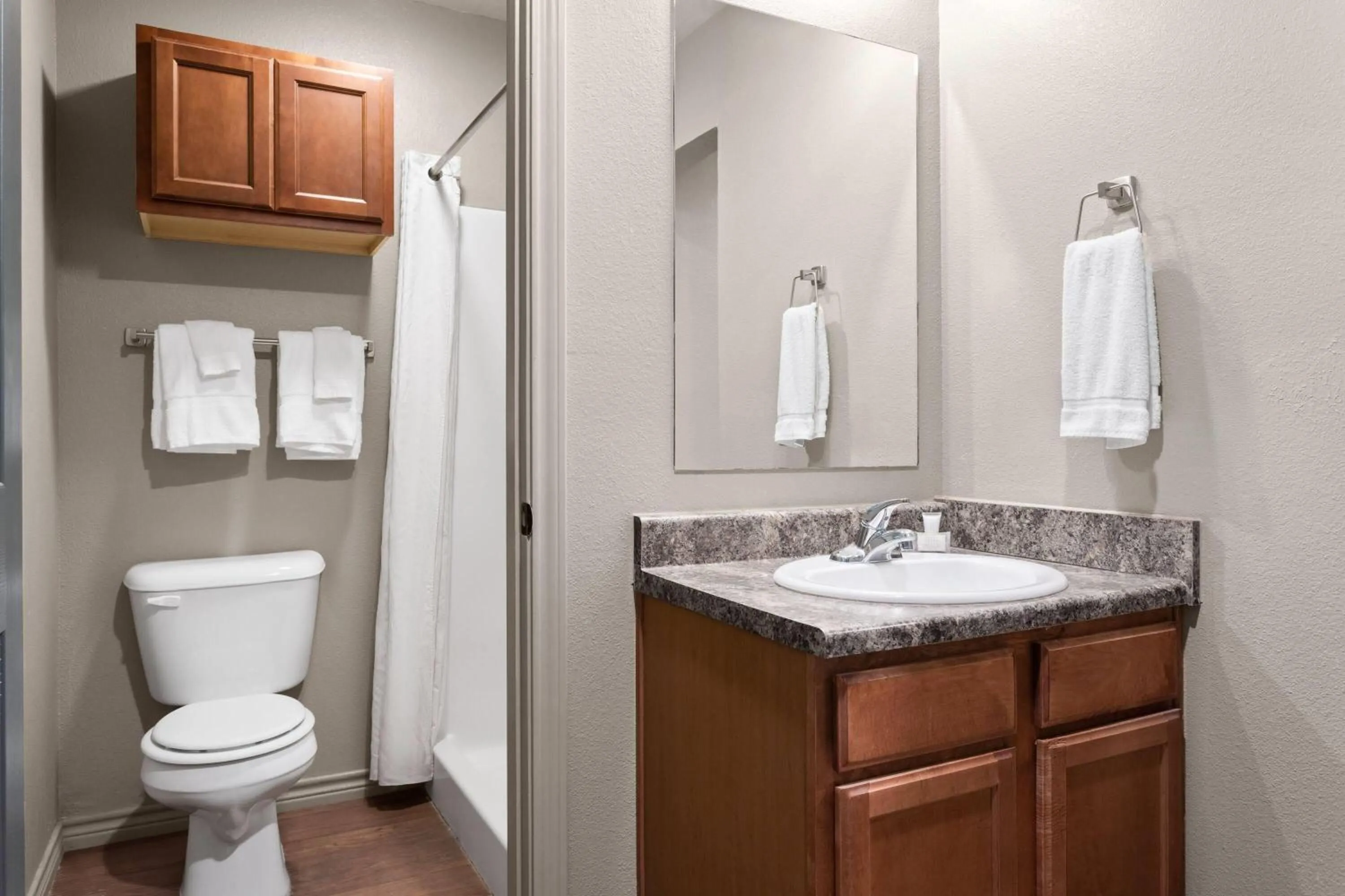 Shower in Eagle's Den Suites Big Spring a Travelodge by Wyndham