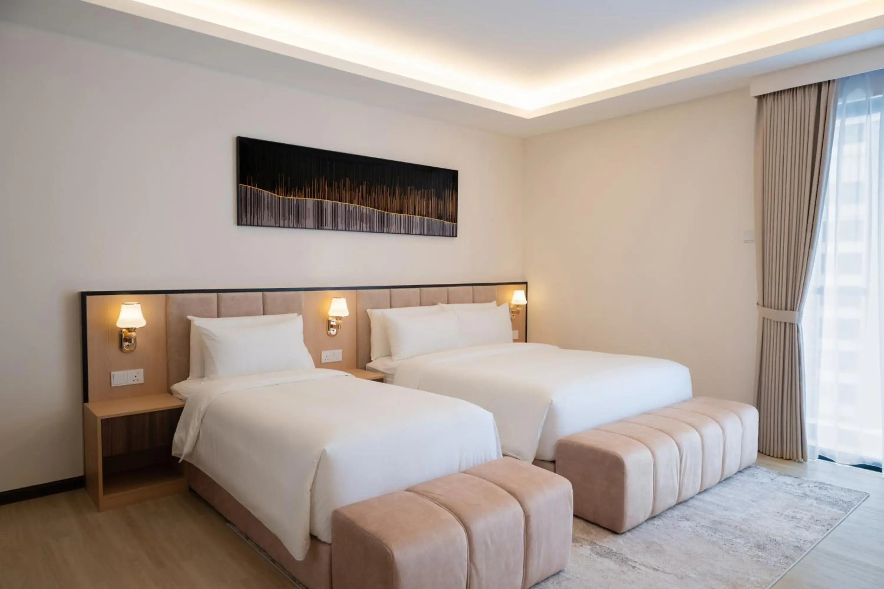 Deluxe Twin with balcony - 1 Queen 1 Single, Partial Seaview in Asteria Melaka by Attic Suite Deluxe Twin with balcony - 1 Queen 1 Single, Partial Seaview in Asteria Melaka by Attic Suite