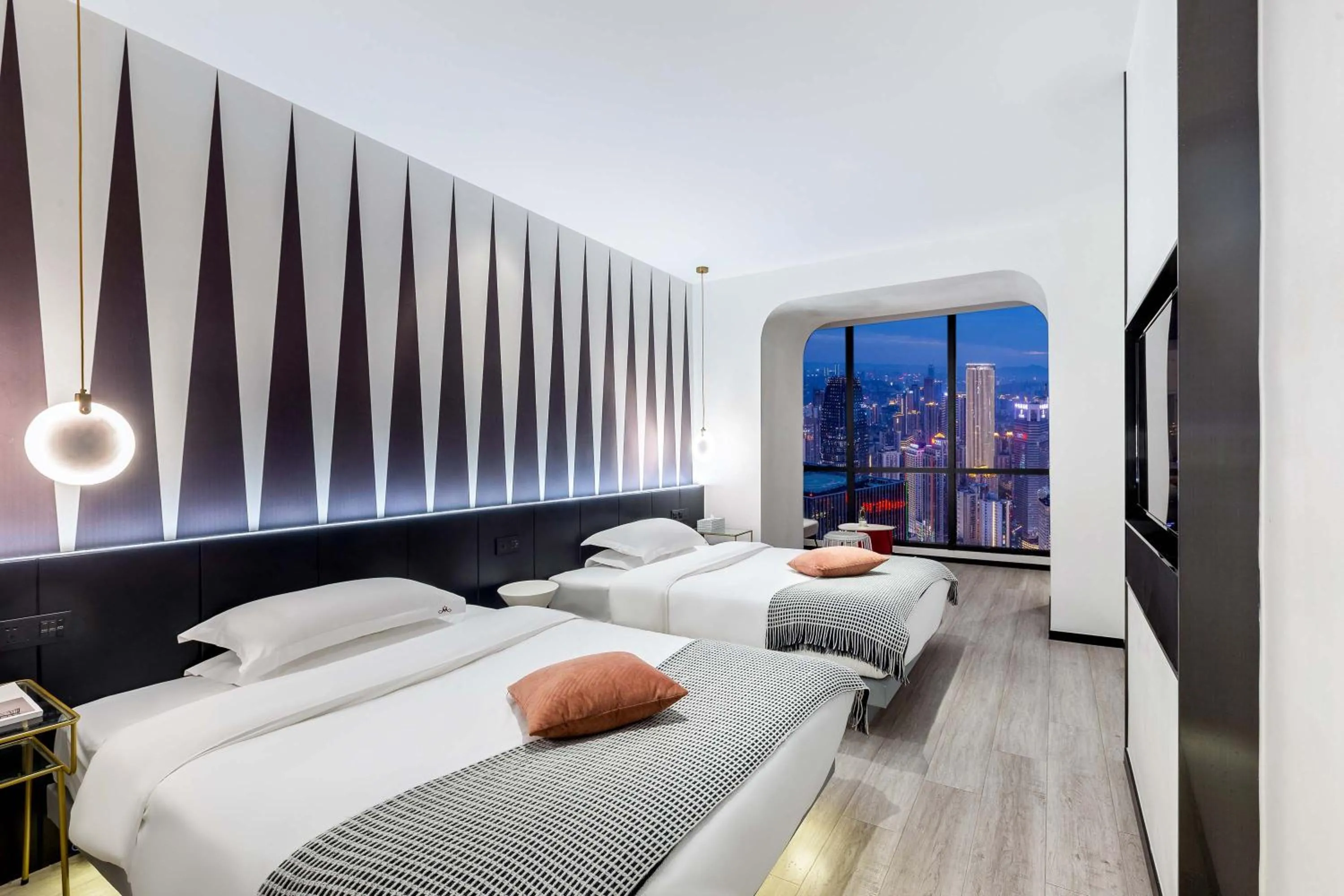 Twin Room with View in Nanqing Yidao River View Hotel -Chongqing Jiefangbei