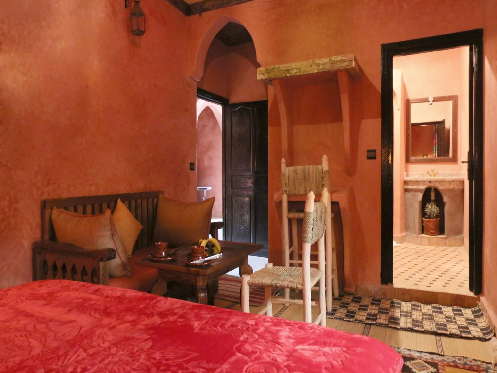 Bathroom, Bed in Ouirgane Ecolodge
