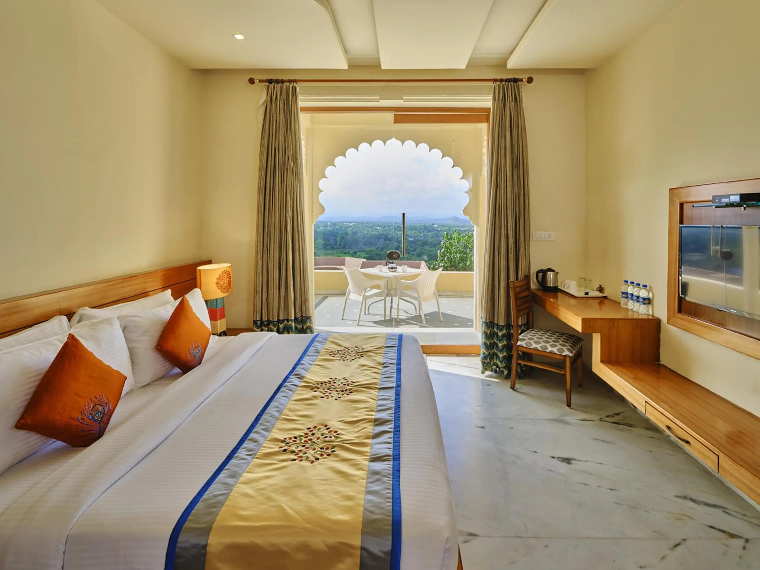 Bed in jüSTa Brij Bhoomi Resort, Nathdwara