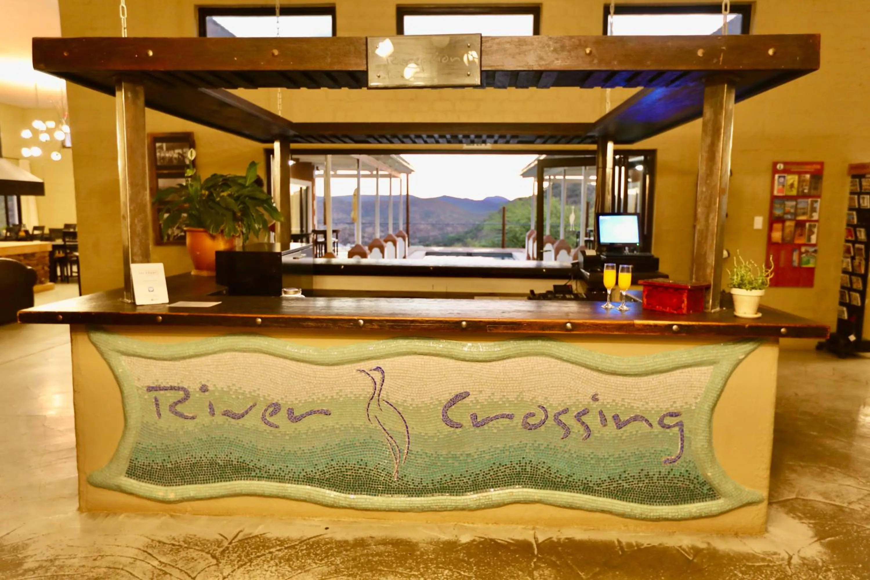 Text overlay in River Crossing Lodge