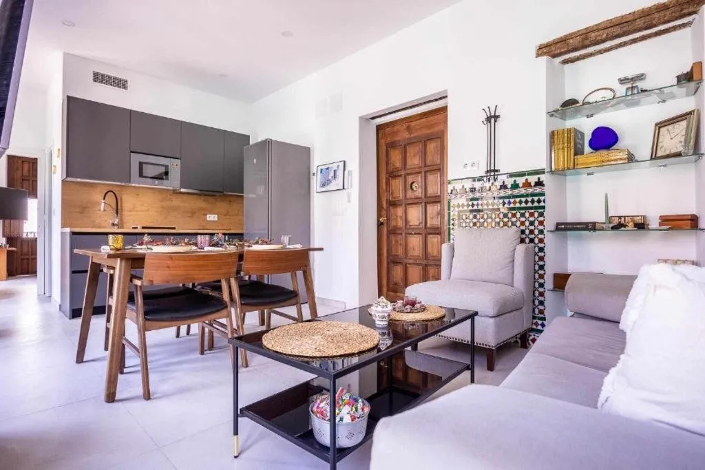 Kitchen or kitchenette in Alzhara Suites II Balcón Triana Torre Pelli