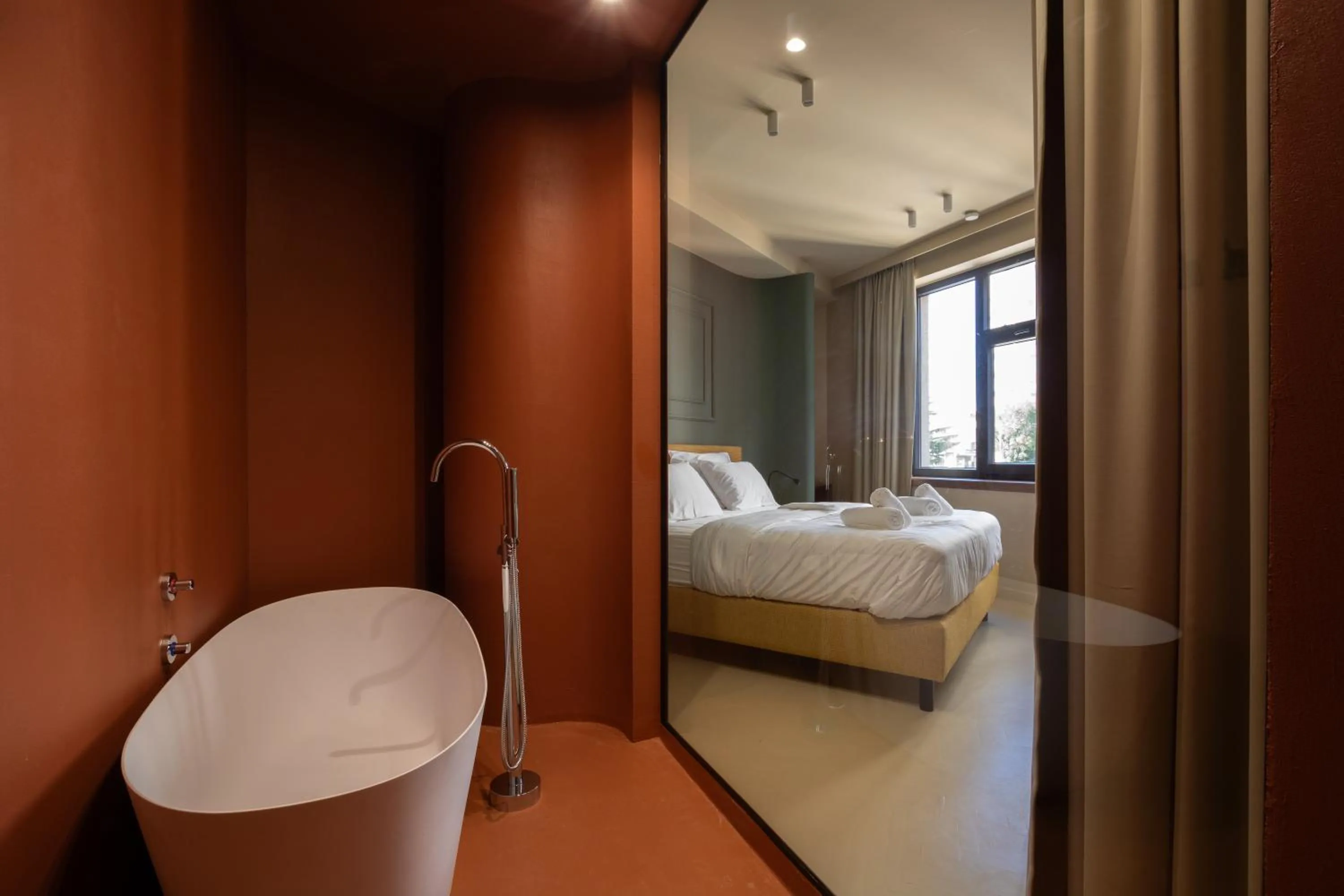 Bathroom, Bed in Boutique Hotel OPERA