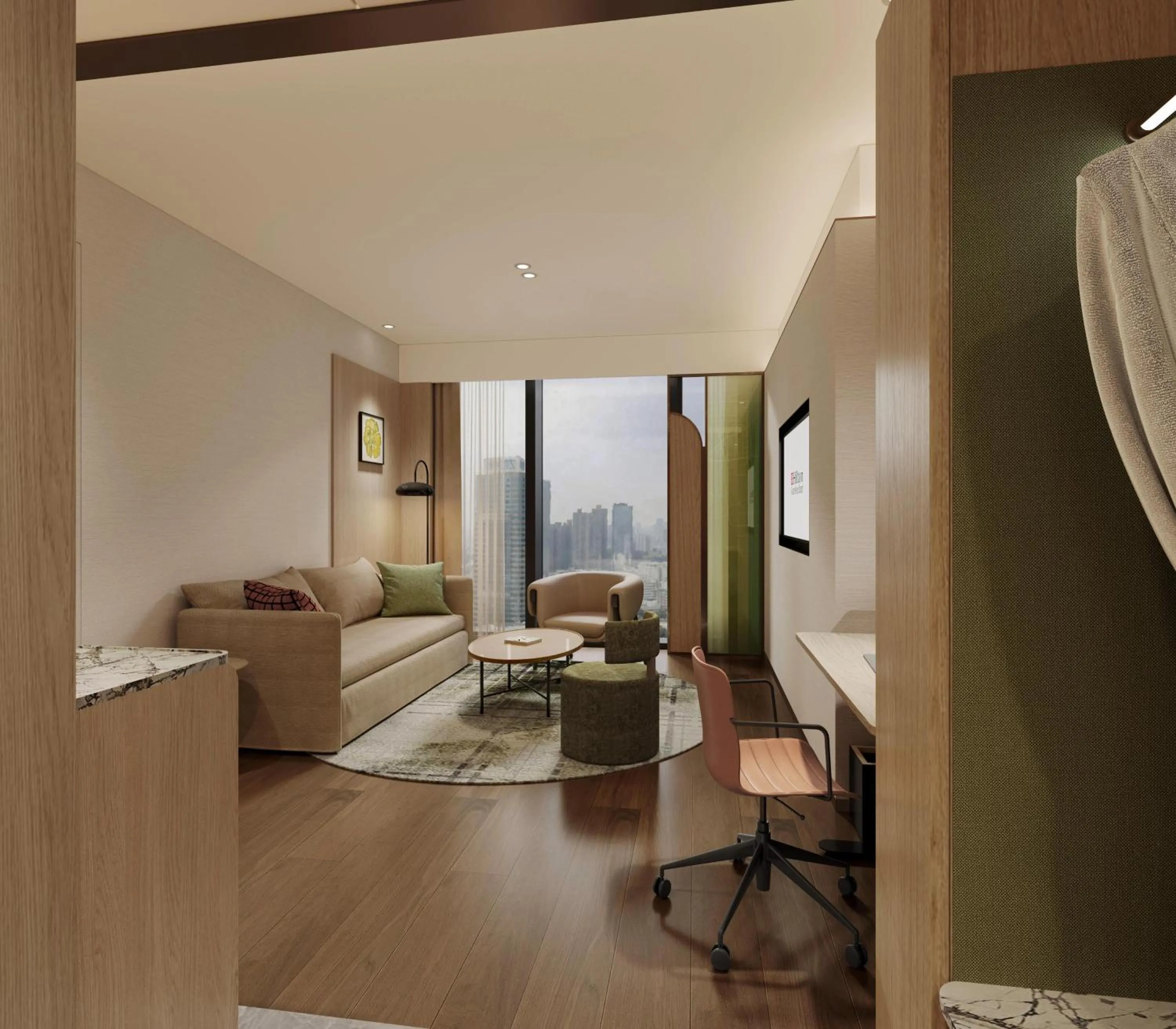 Living room, Bed in Hilton Garden Inn Beijing Fengtai Xinxiang Building