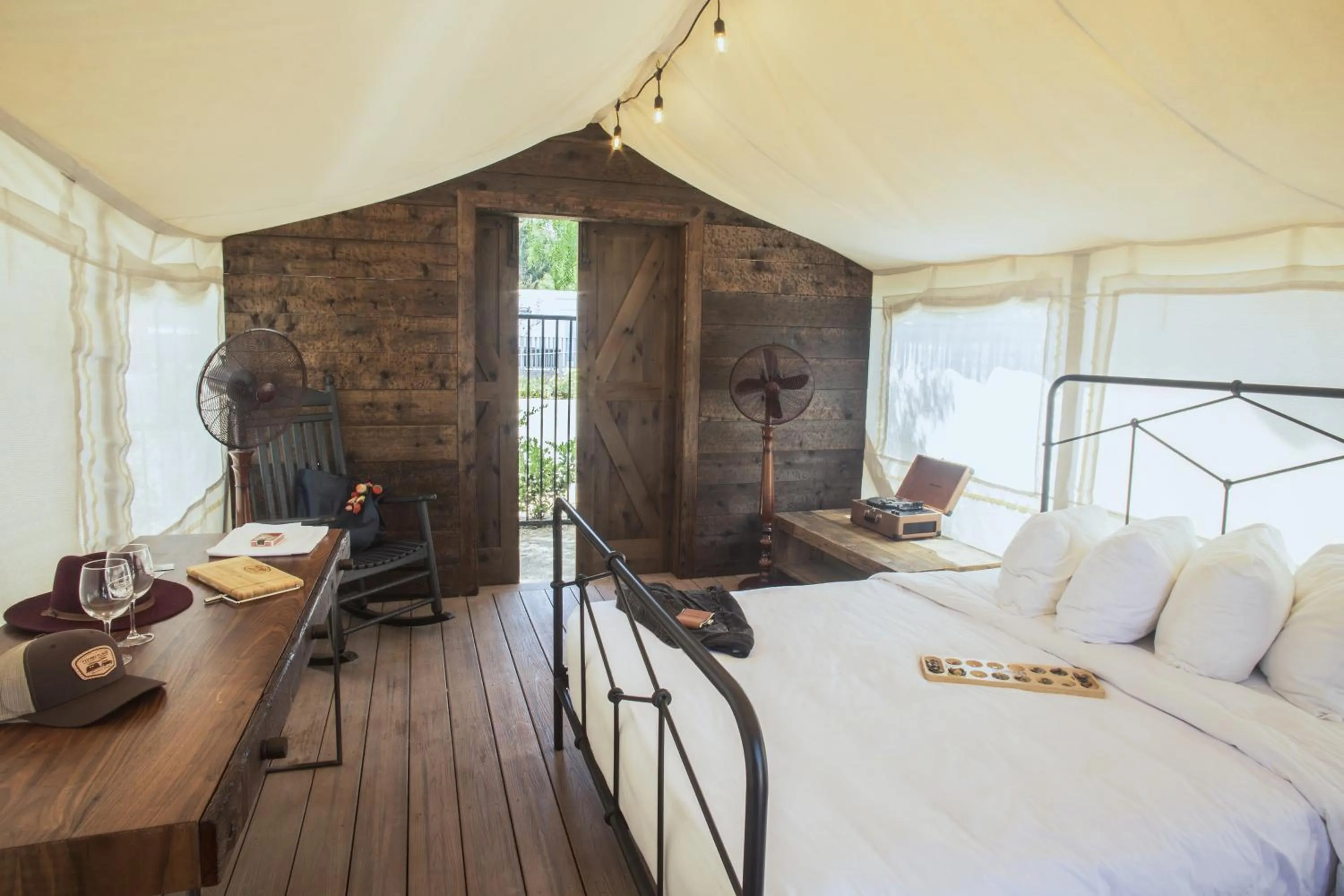 Bed in Flying Flags RV Resort & Campground