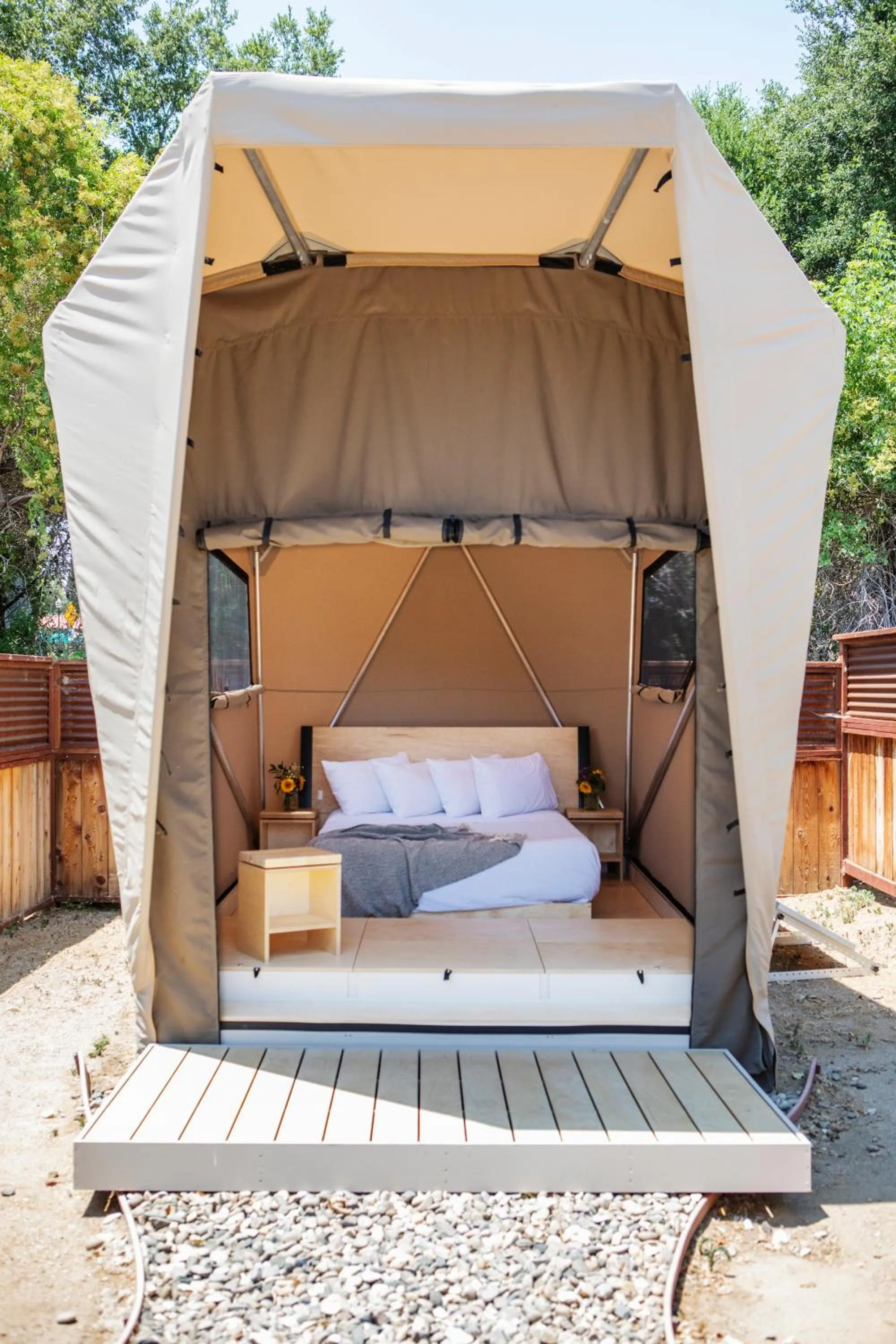 Bed in Flying Flags RV Resort & Campground