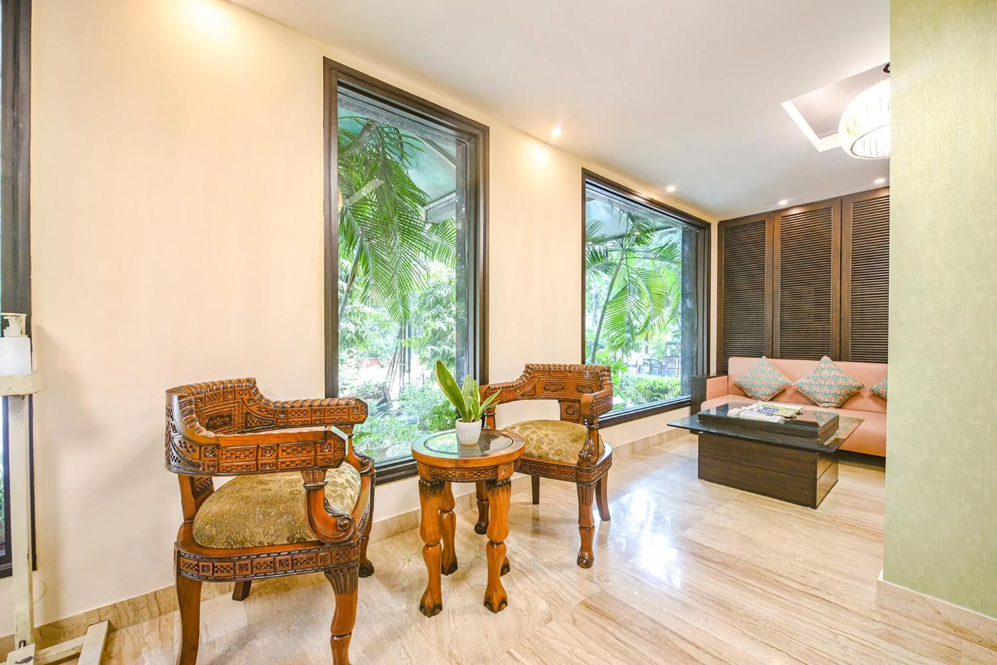 Seating area in FabHotel Aashraye