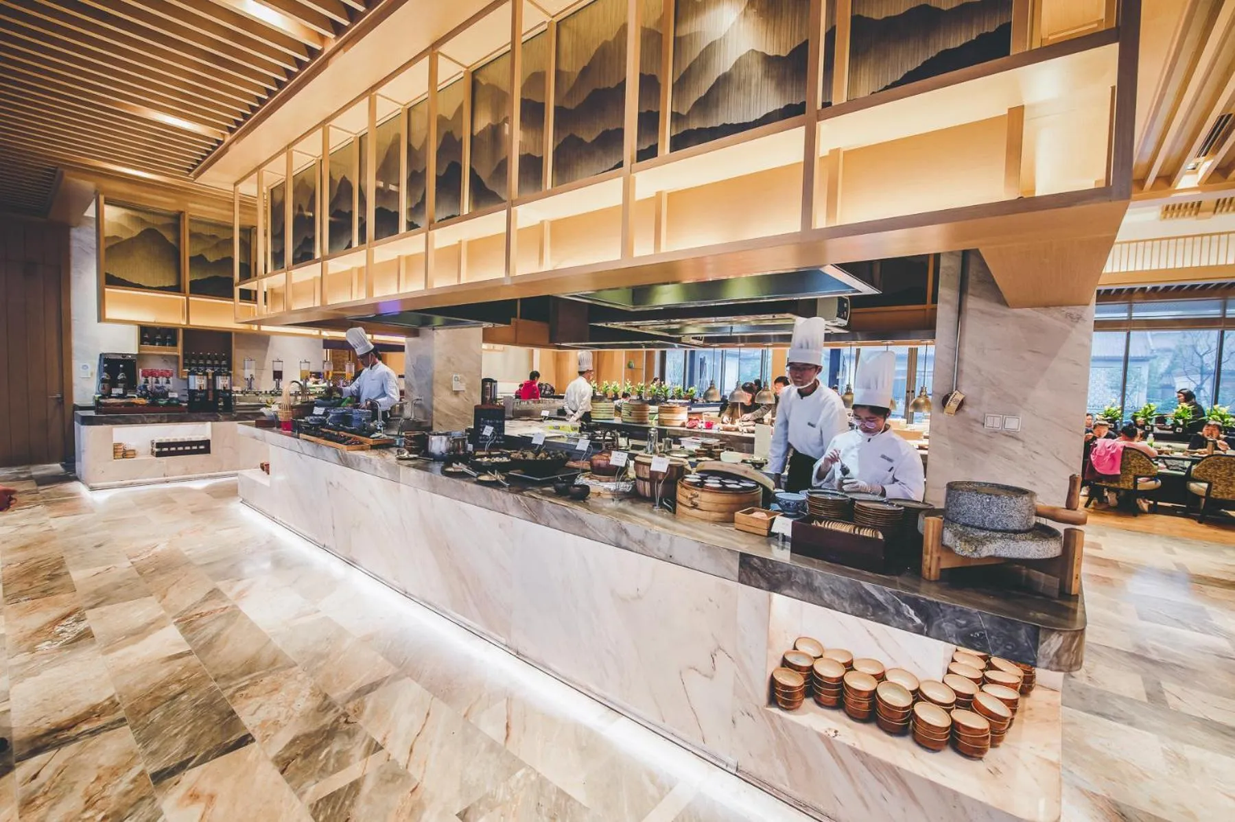 Buffet breakfast in West Lake State Guest House