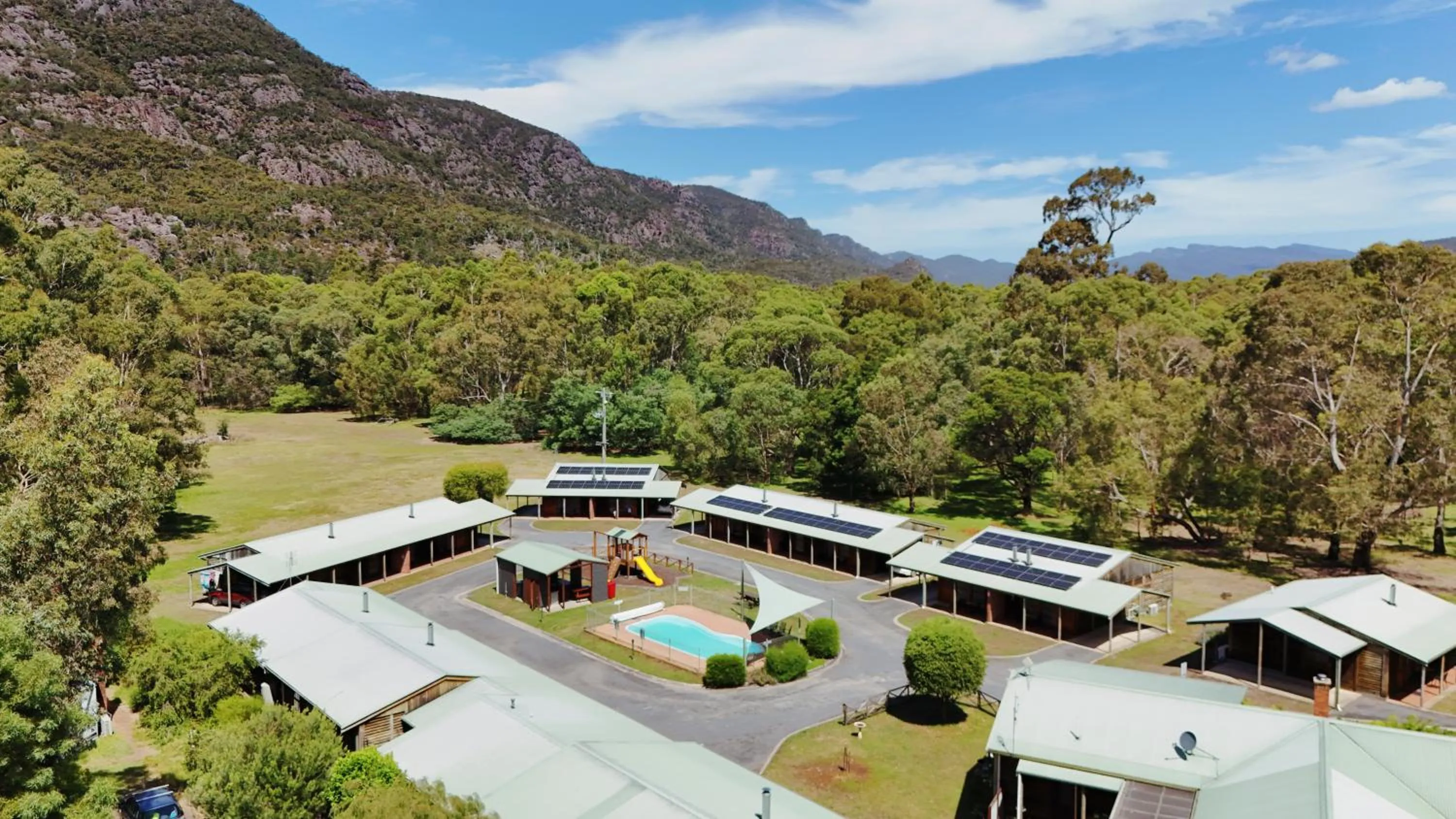 Bird's eye view in Halls Gap Log Cabins