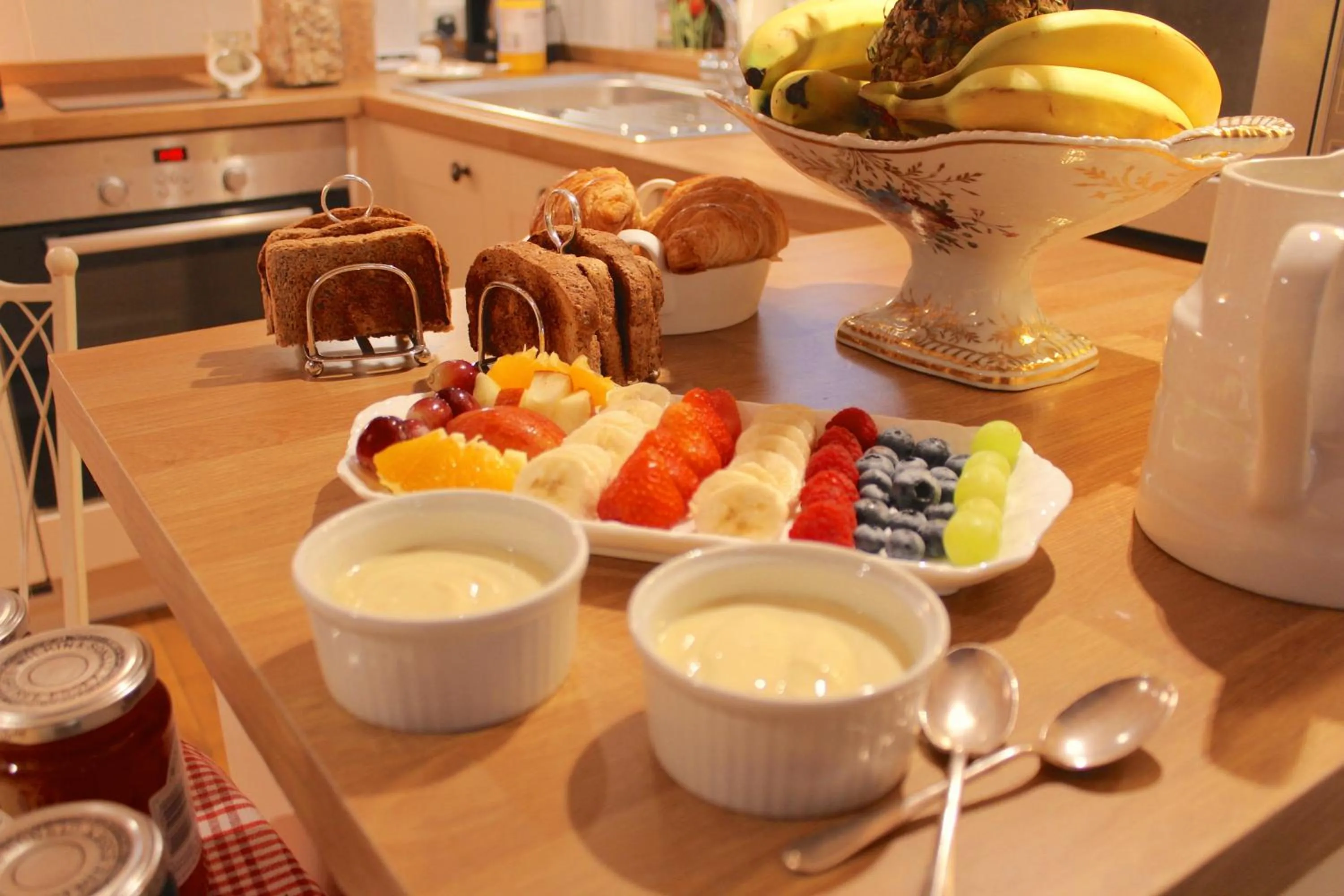 Continental breakfast in Croft House Guest Suite Painswick