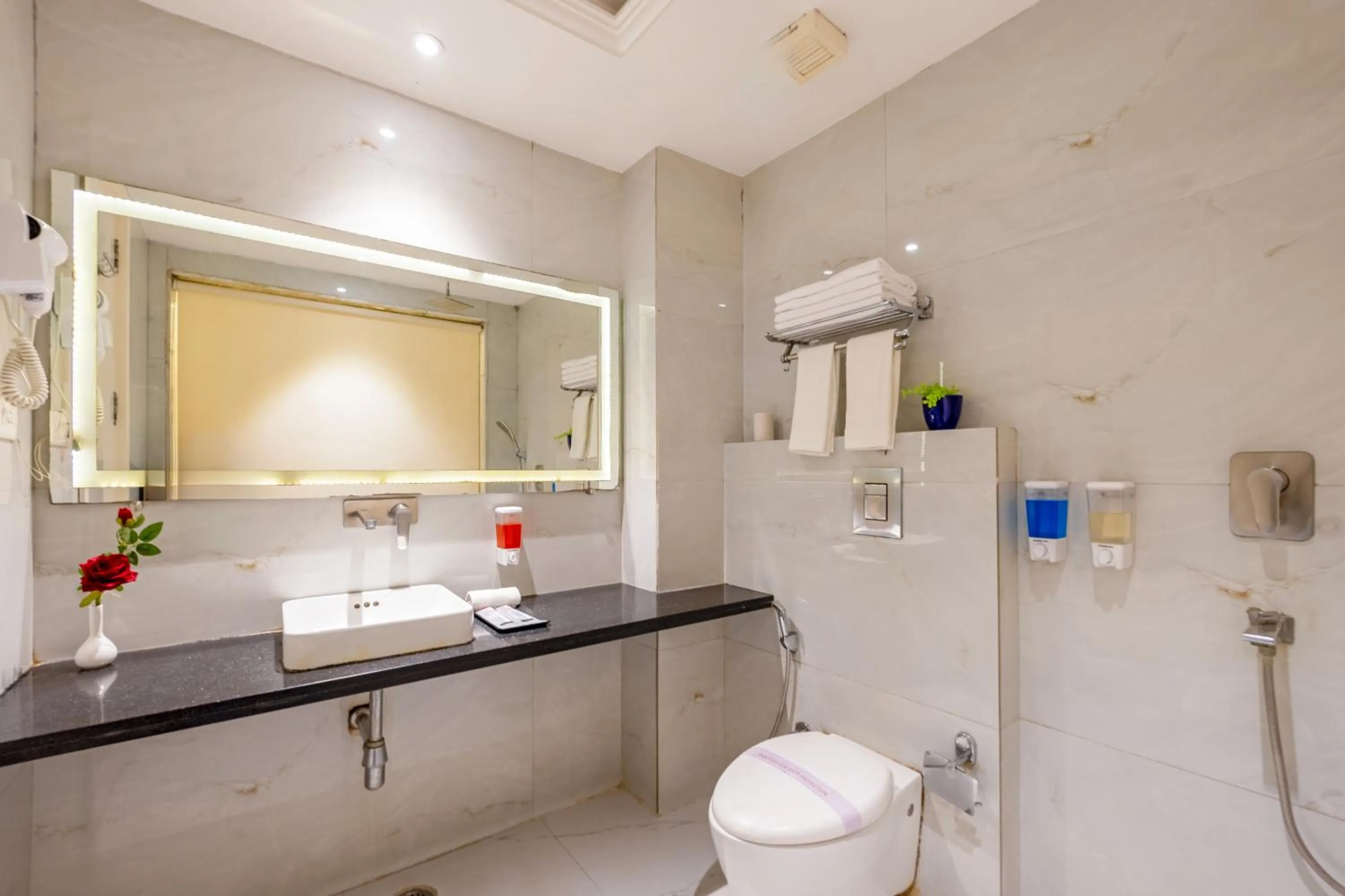 Bathroom in Aman Continental With Restaurant - 5Mins from Connaught Place ,Railway Station & Metro