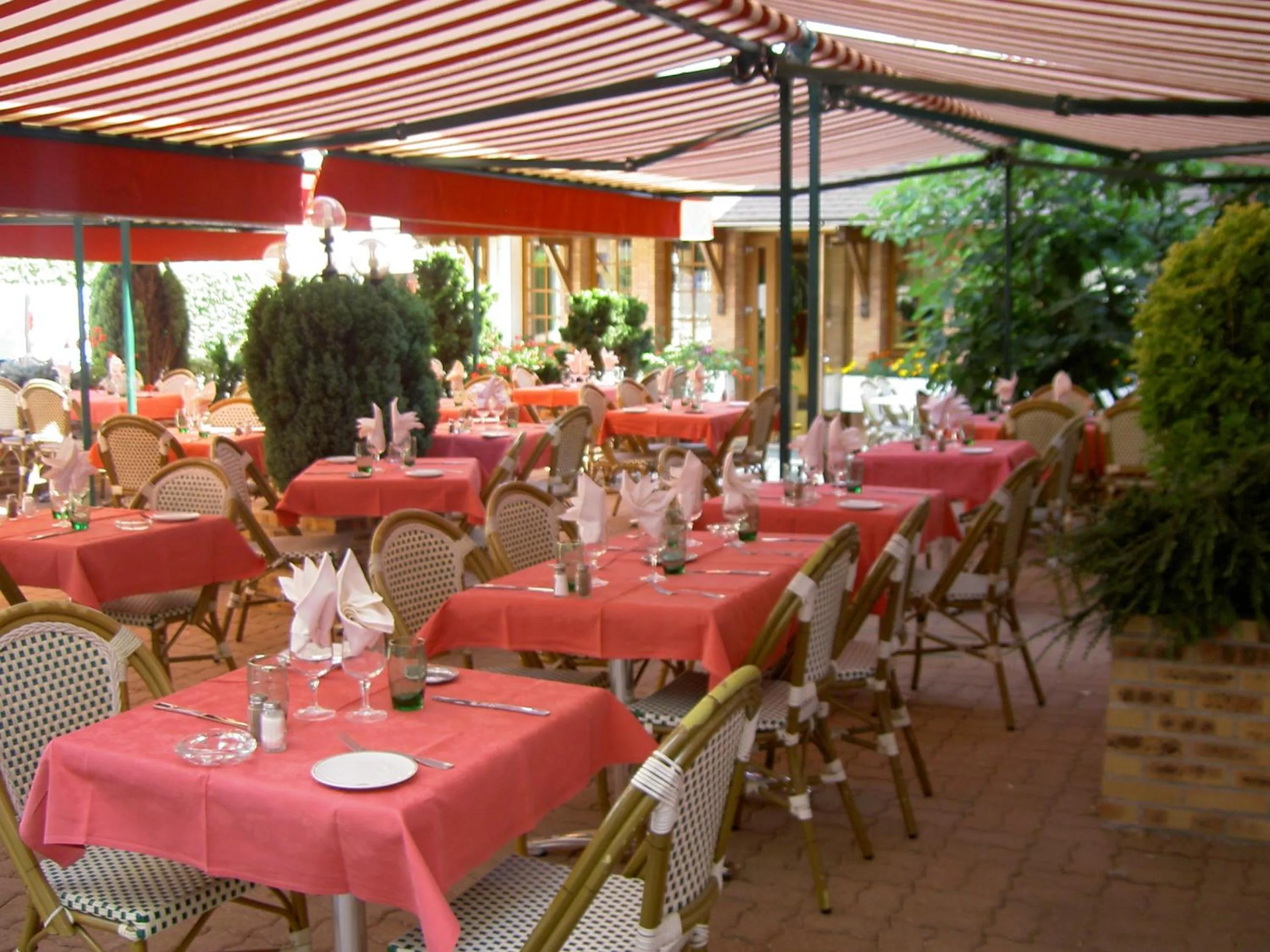 Patio in Logis Hôtel Saint-Hubert