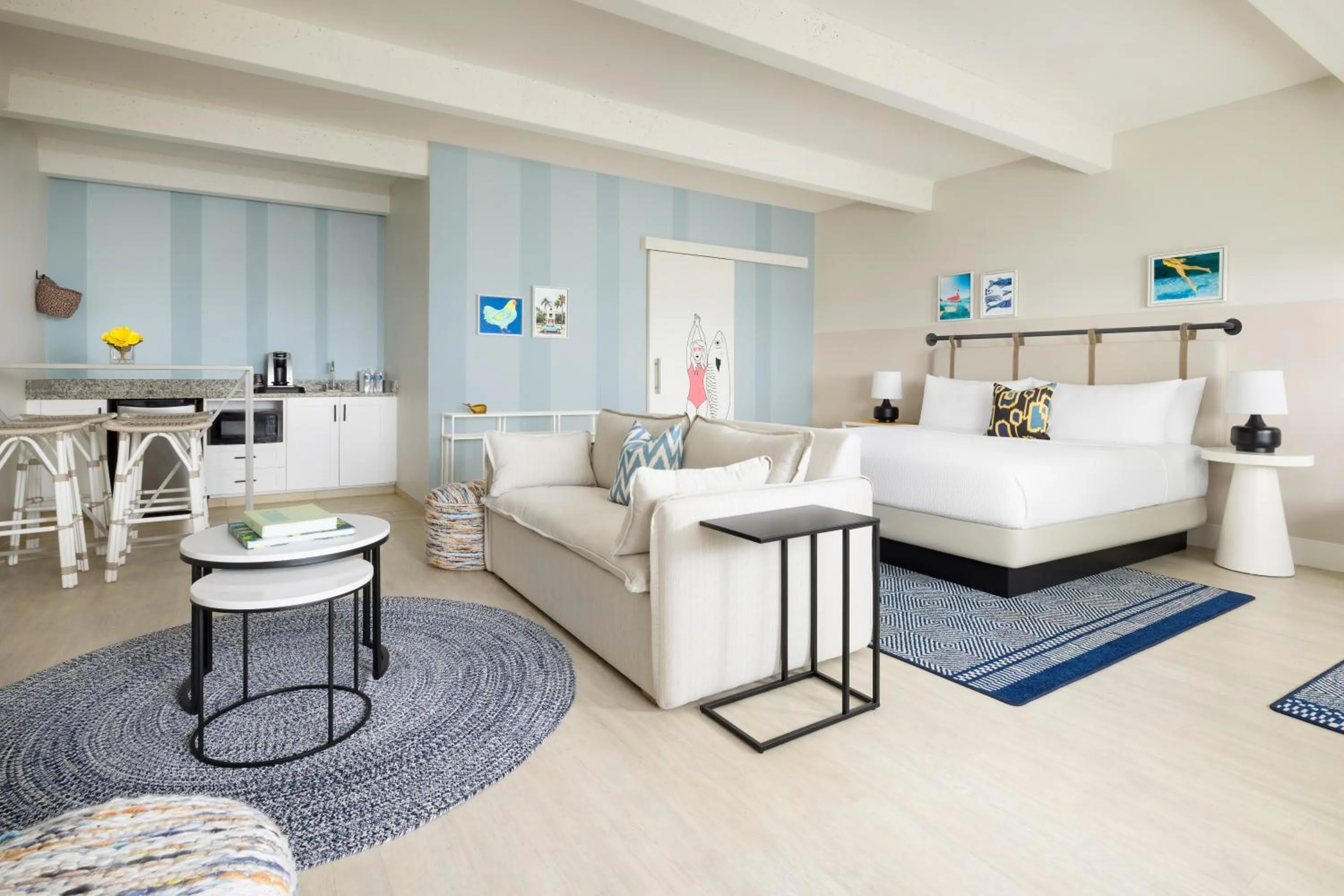 Bed in Blue Flamingo Resort Key West