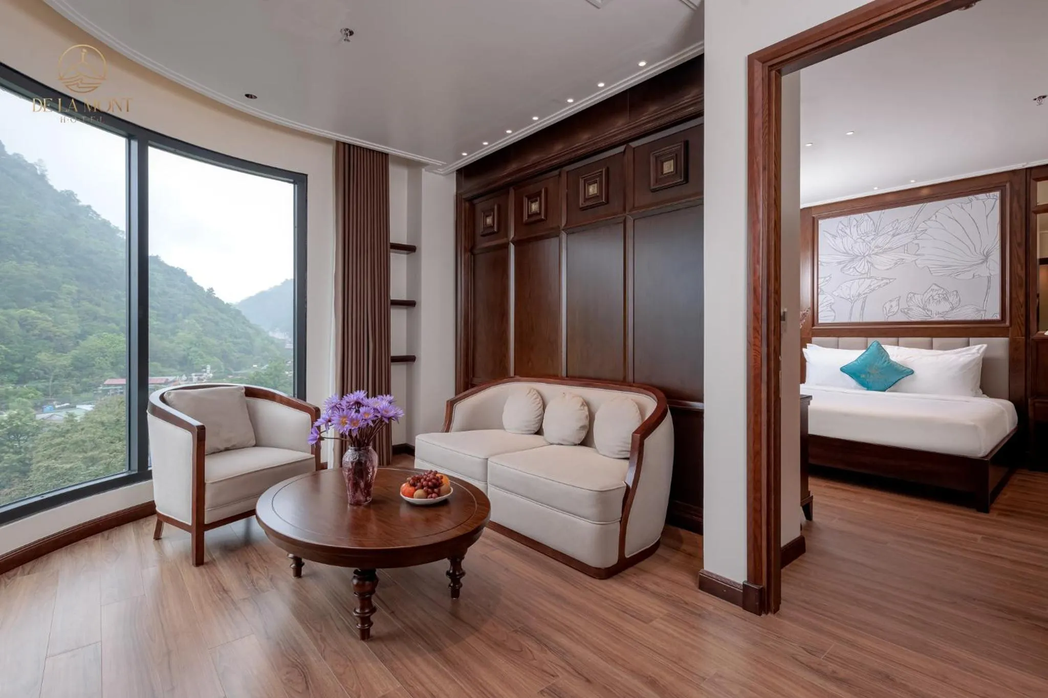 Natural landscape, Bed in De La Mont Hotel Ha Giang