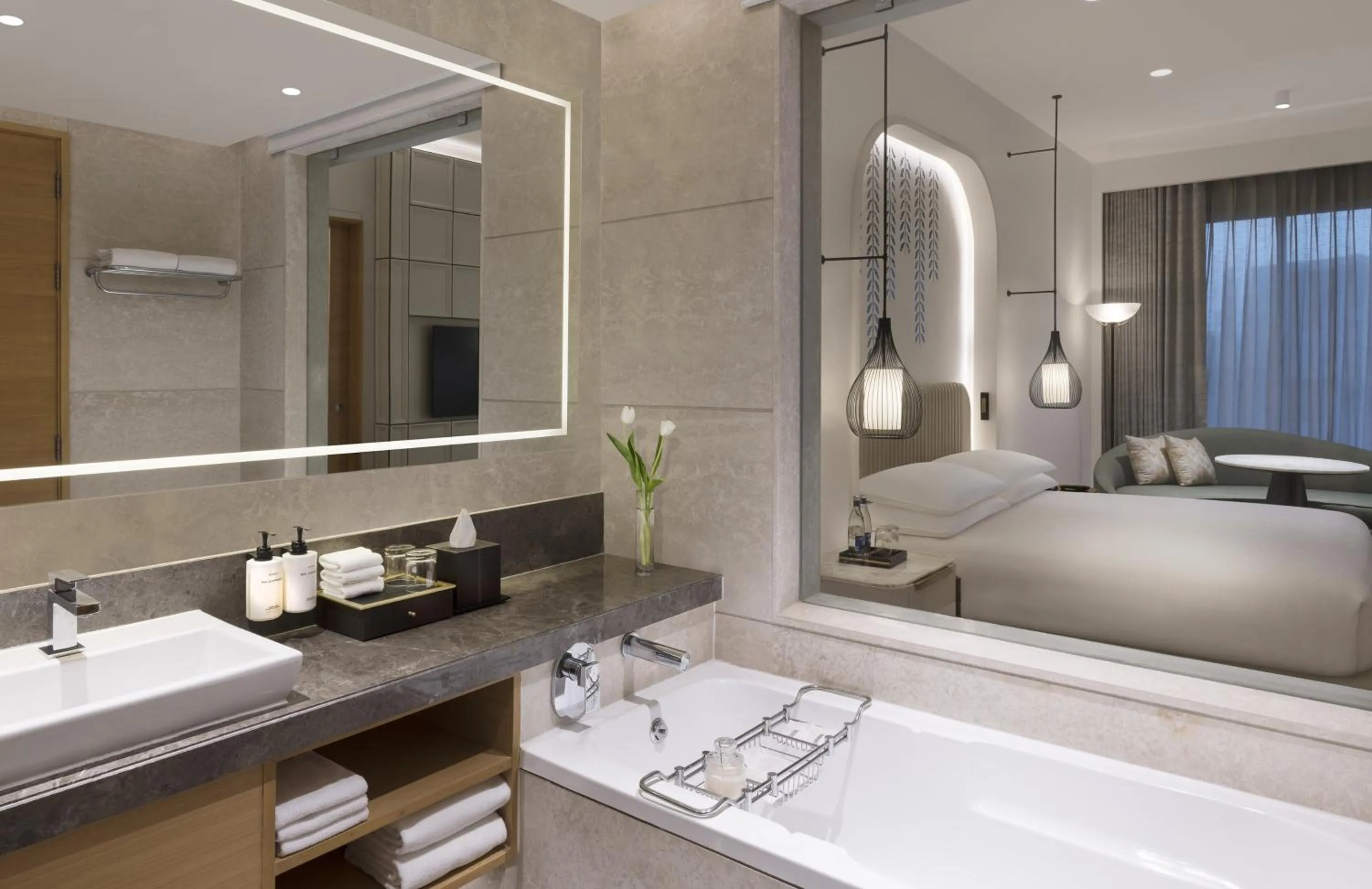 Bathroom, Bed in InterContinental Jaipur Tonk Road by IHG