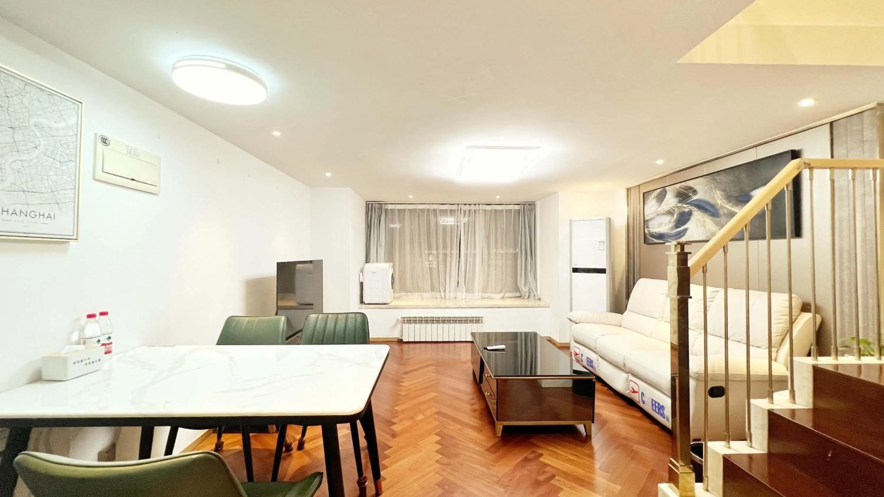 TV and multimedia, Bed in Hongqiao Aegean Sea LOFT Apartment