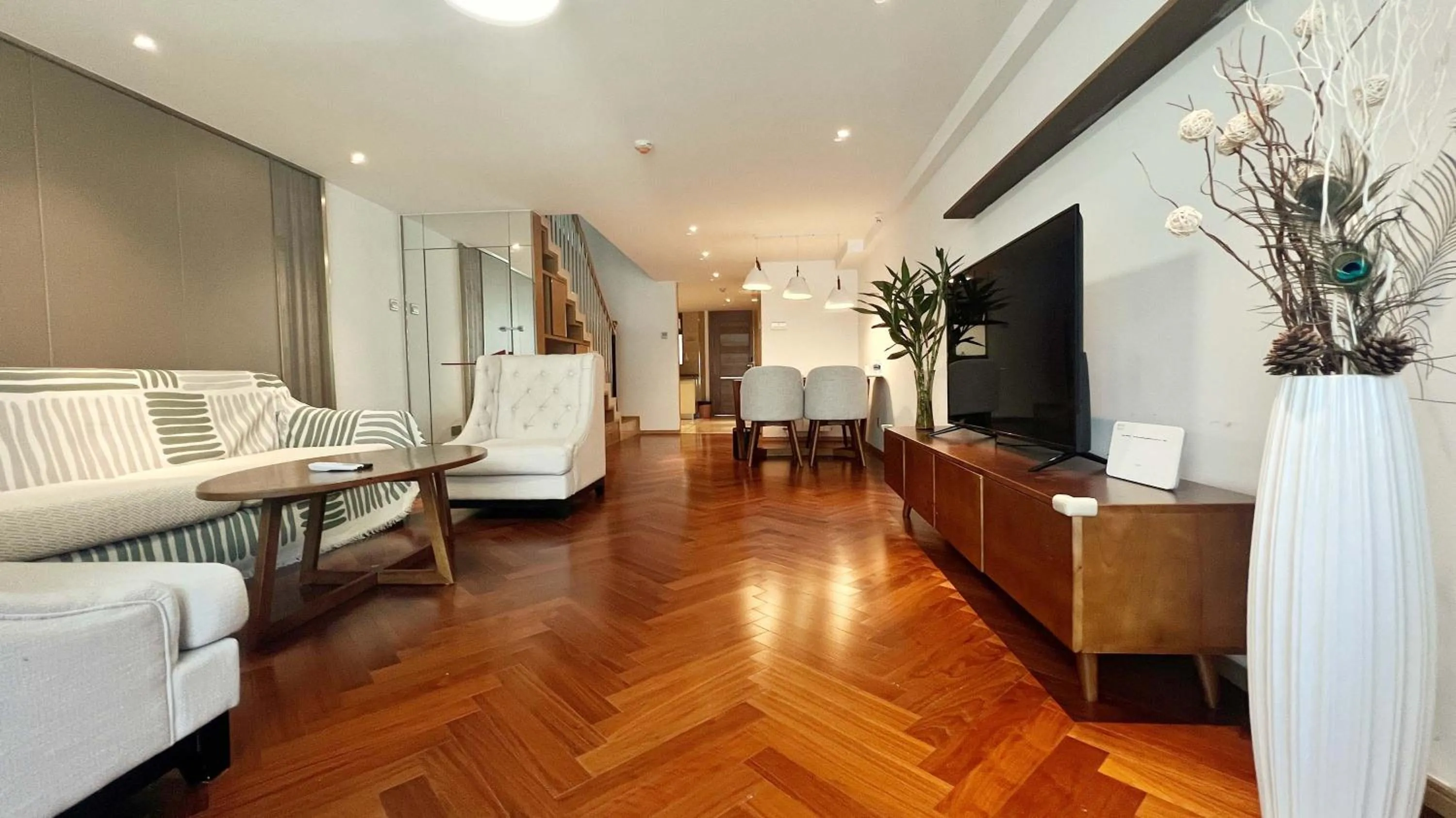 Bed in Hongqiao Aegean Sea LOFT Apartment