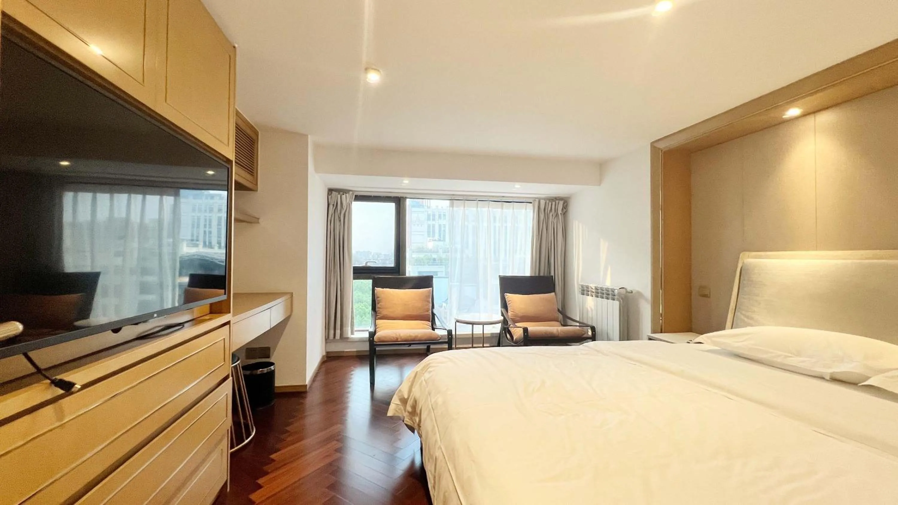 Bed in Hongqiao Aegean Sea LOFT Apartment