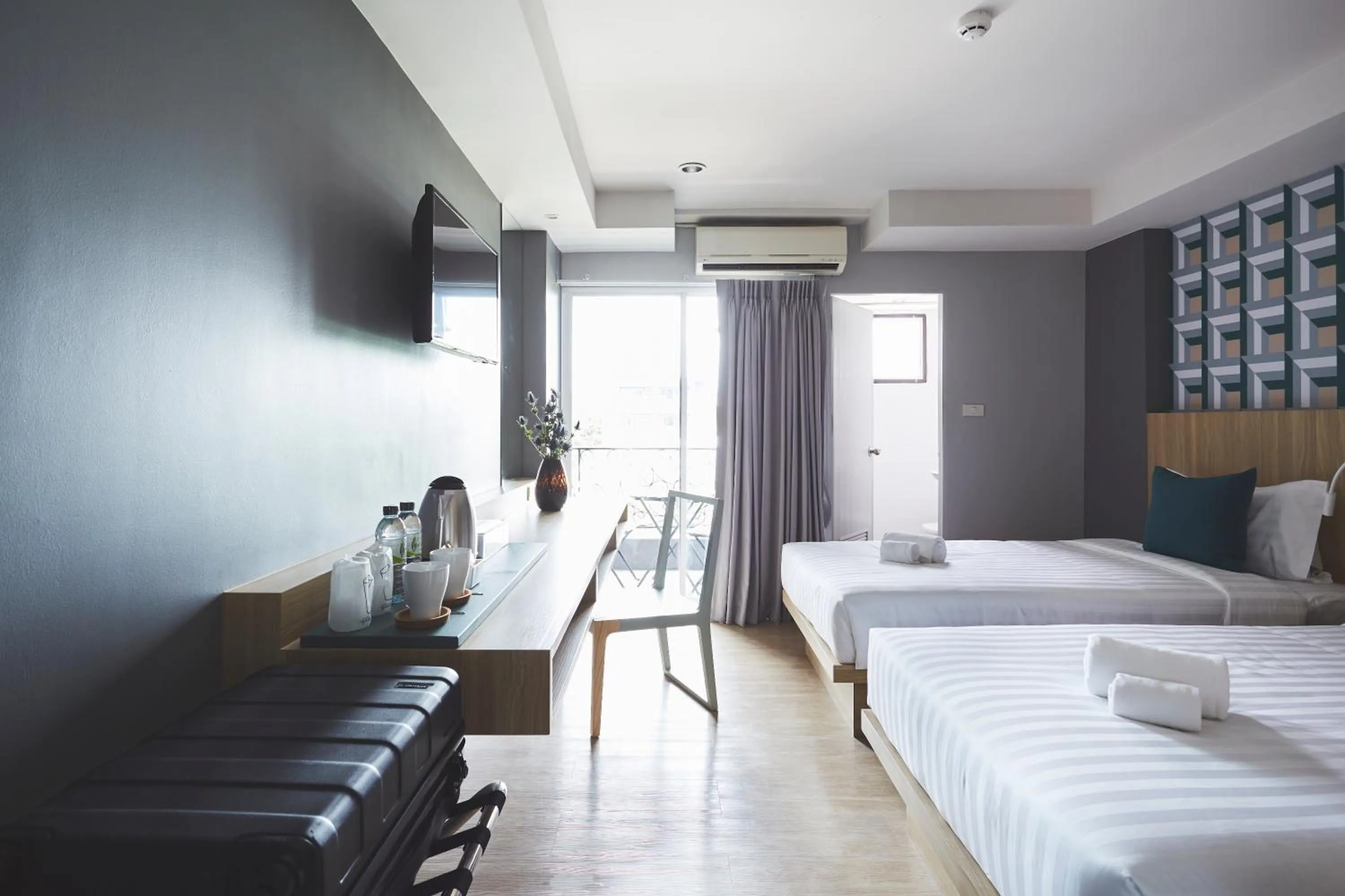 Bathroom, Bed in Theorie Hotel Sukhumvit 107 by Tolani - SHA Extra Plus