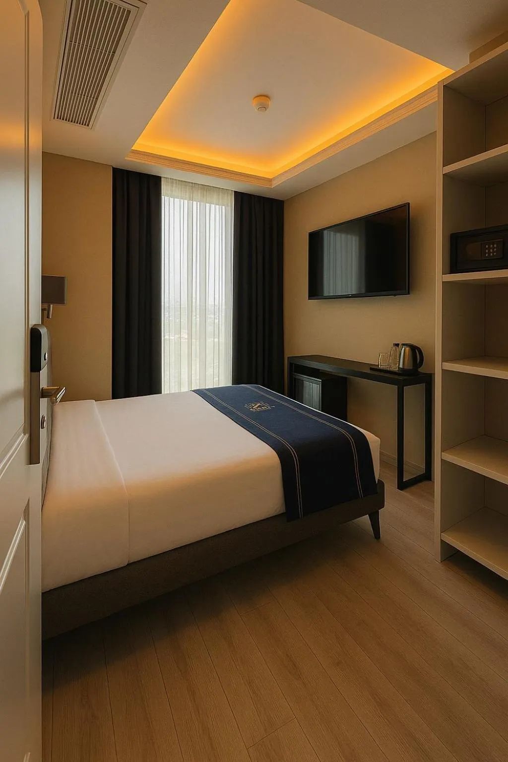 Communal lounge/ TV room, Bed in Loft Airport Hotel