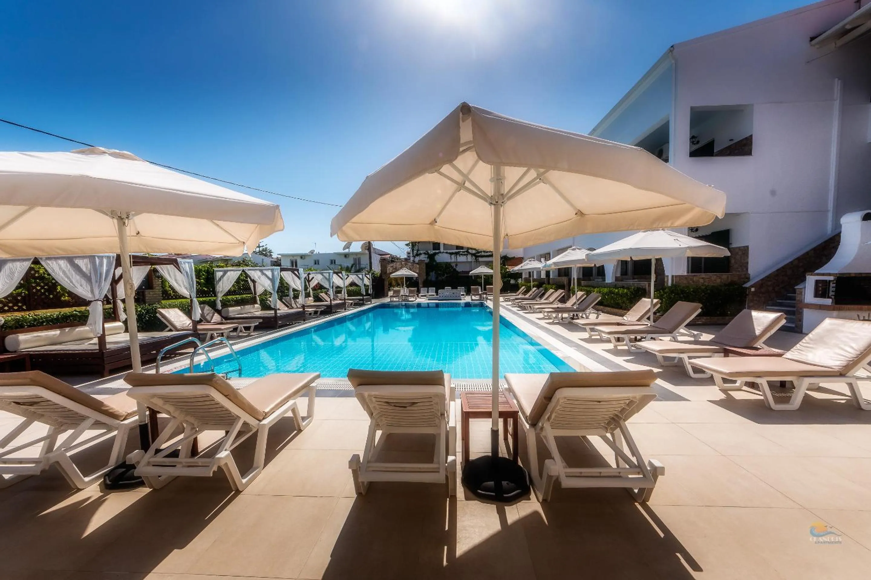 Pool view in Chandris Apartments