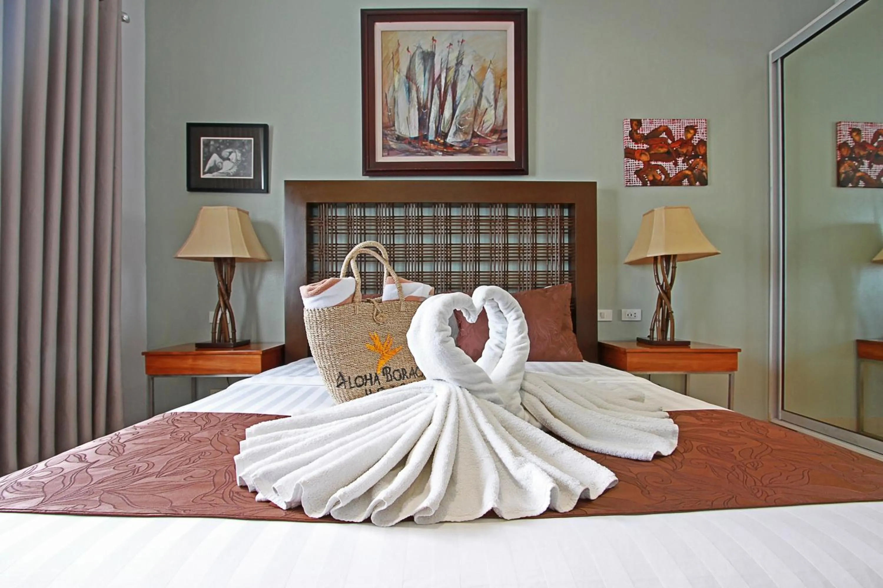 Bed in Aloha Boracay Hotel