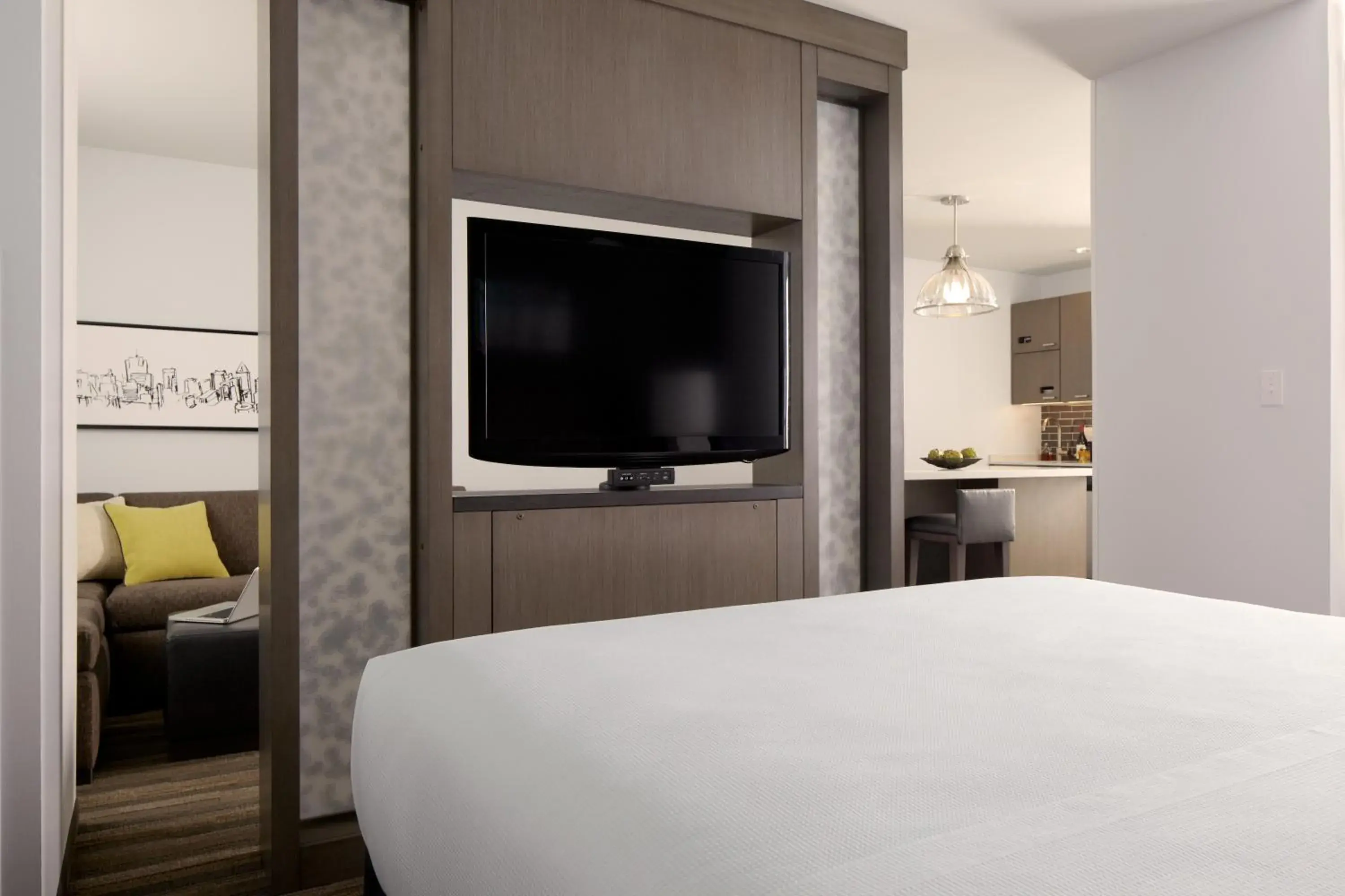 King Studio with Kitchen and Accessible Shower in Hyatt House Schenectady / Mohawk Harbor King Studio with Kitchen and Accessible Shower in Hyatt House Schenectady / Mohawk Harbor