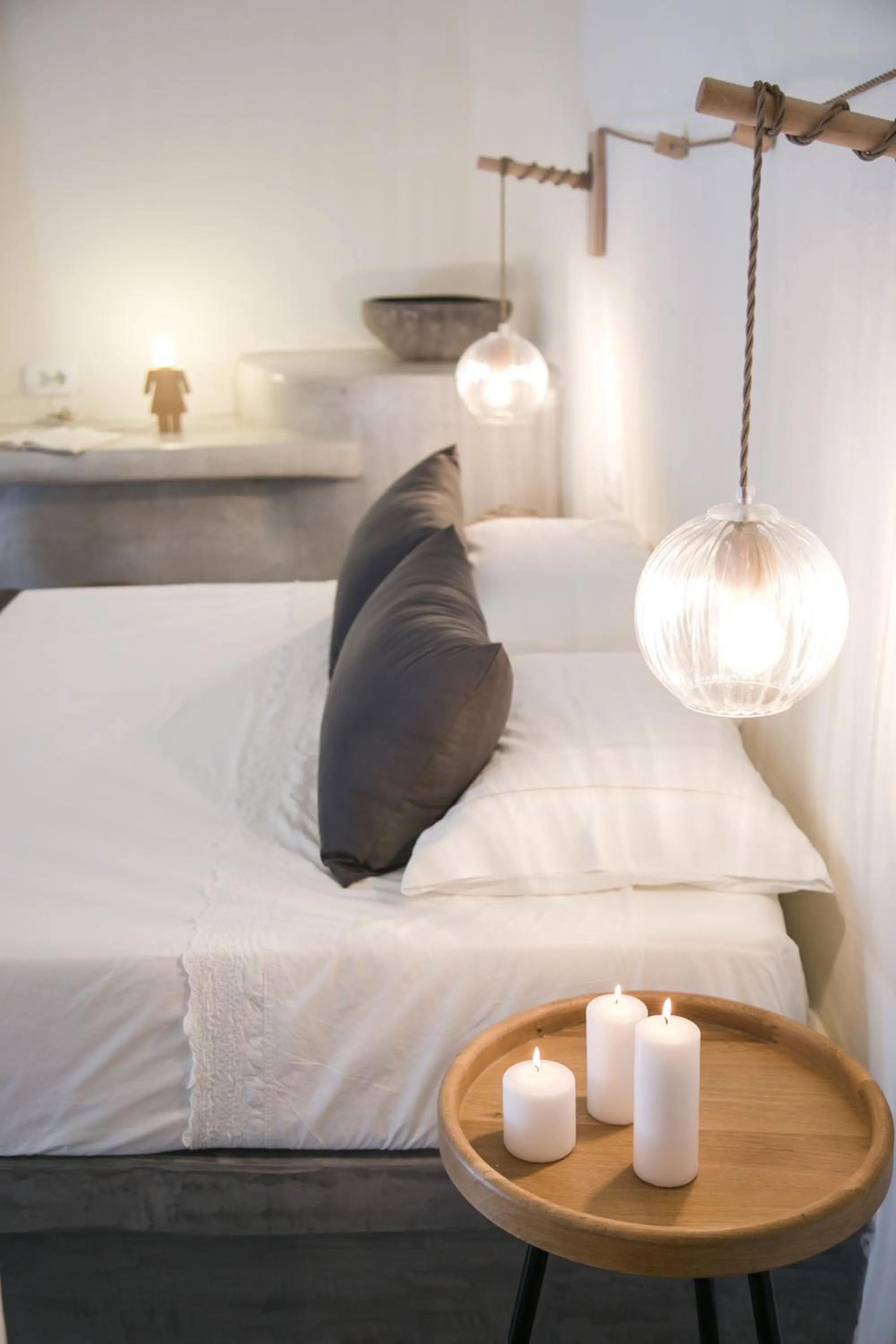 Bed in Santorini Villas